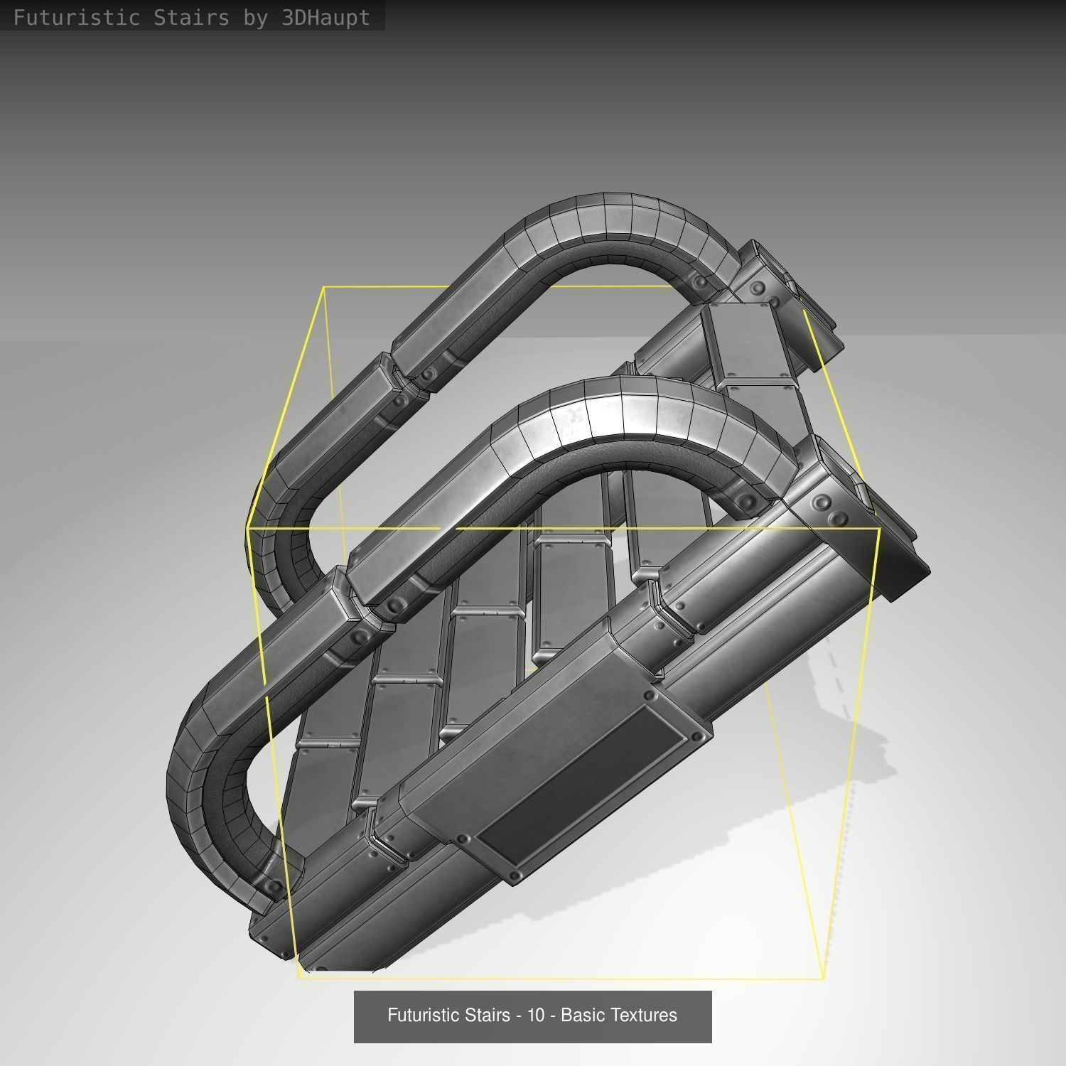 Futuristic Stairs - Basic Textures - without glass 3D Model Collection_13