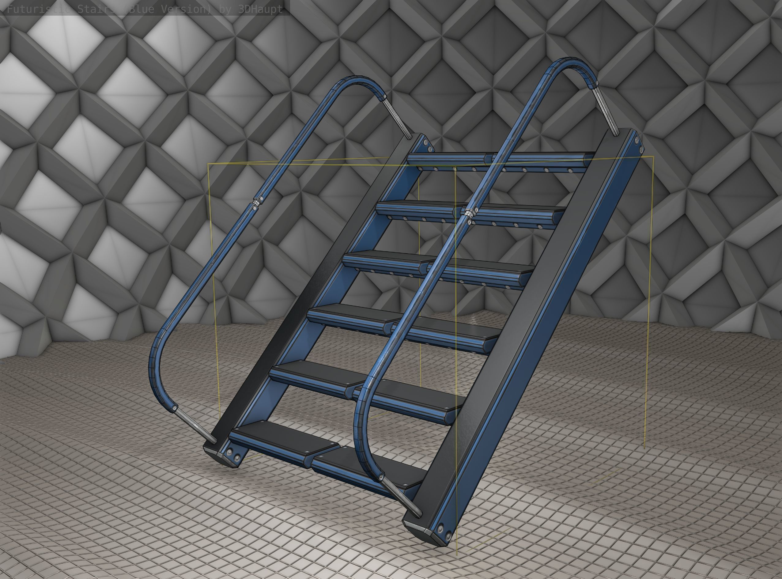 Sci-Fi Stairs - 12- Blue Version Low-poly 3D model_22