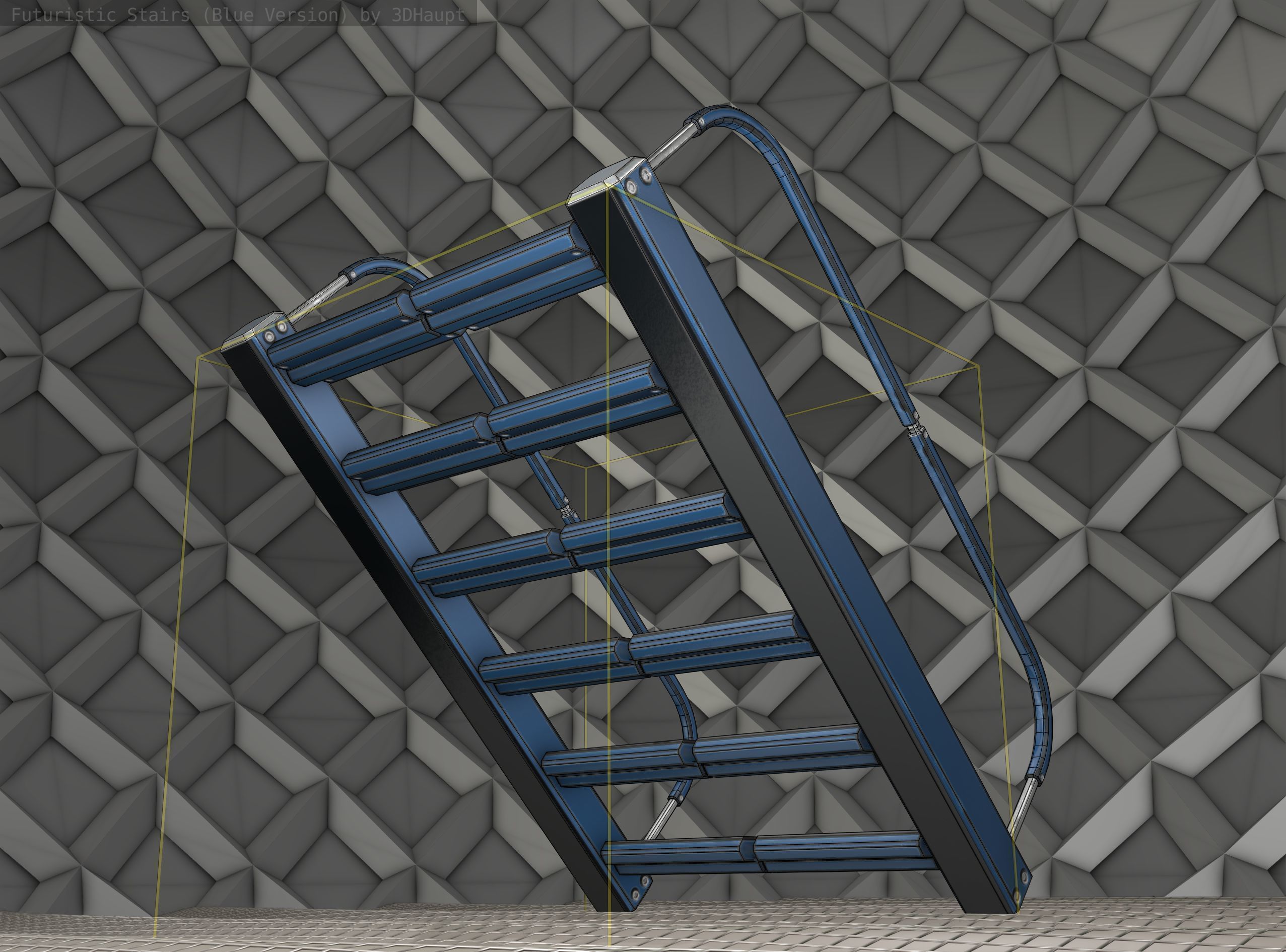 Sci-Fi Stairs - 12- Blue Version Low-poly 3D model_20