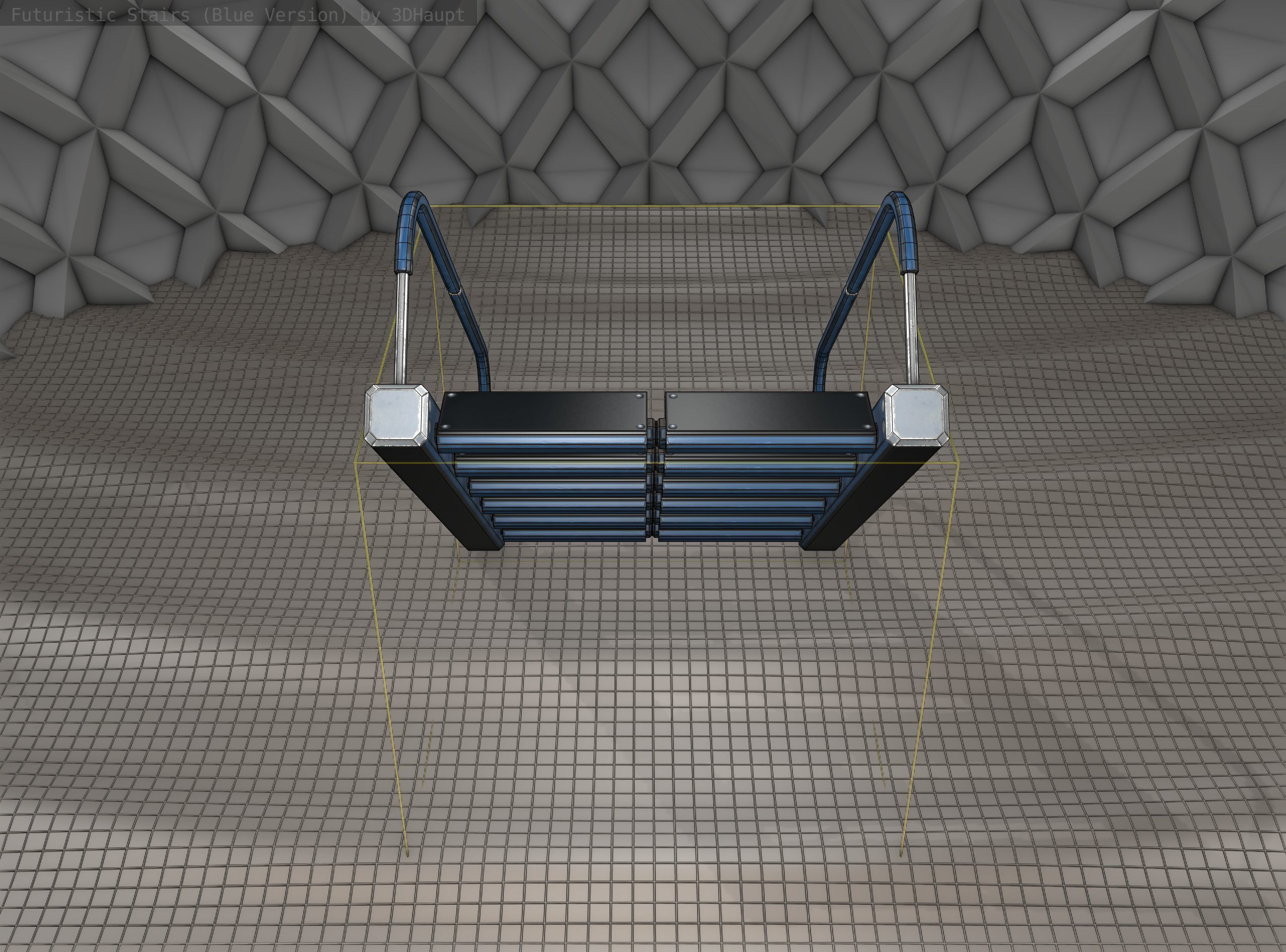 Sci-Fi Stairs - 12- Blue Version Low-poly 3D model_2