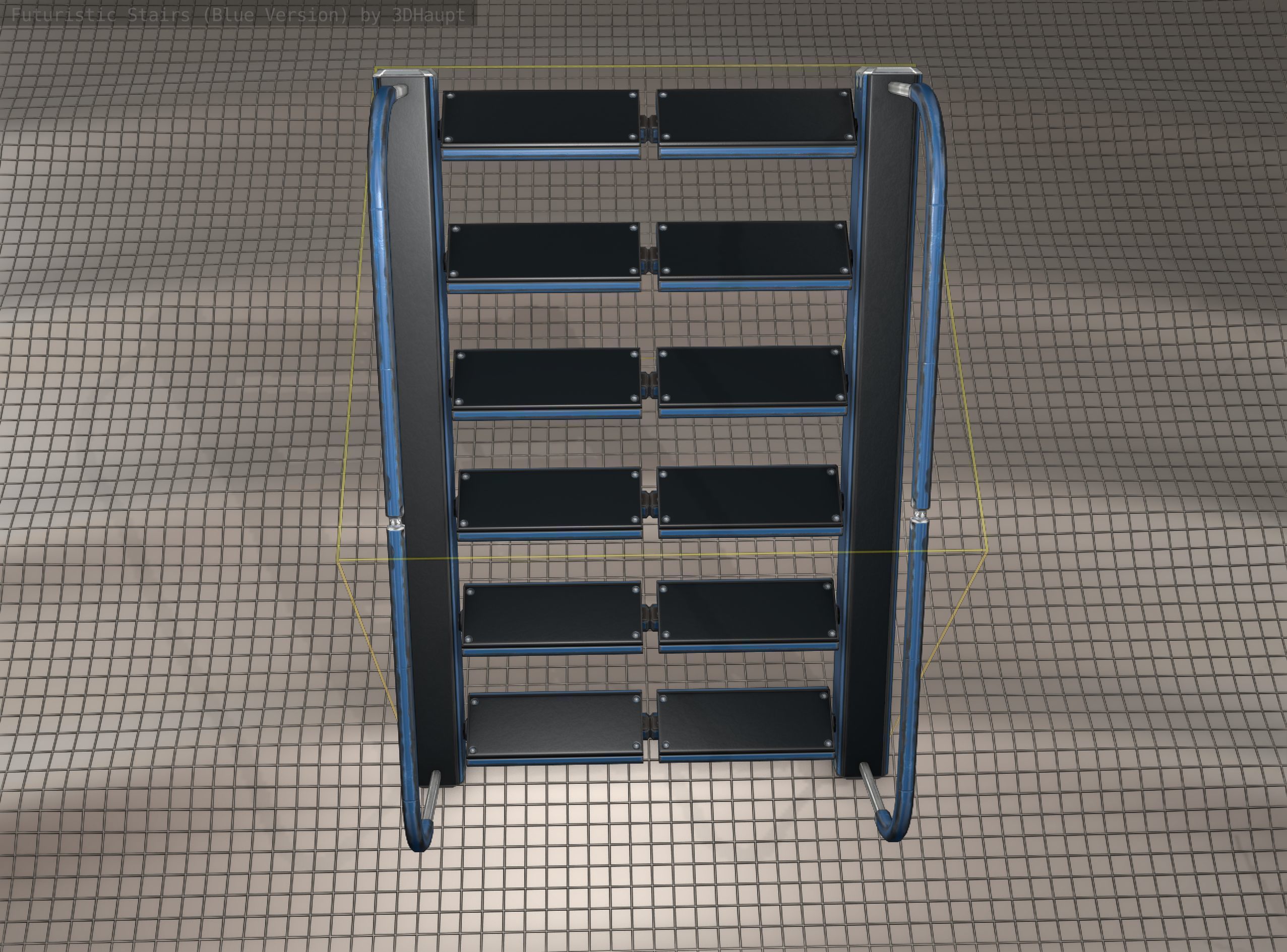 Sci-Fi Stairs - 12- Blue Version Low-poly 3D model_14