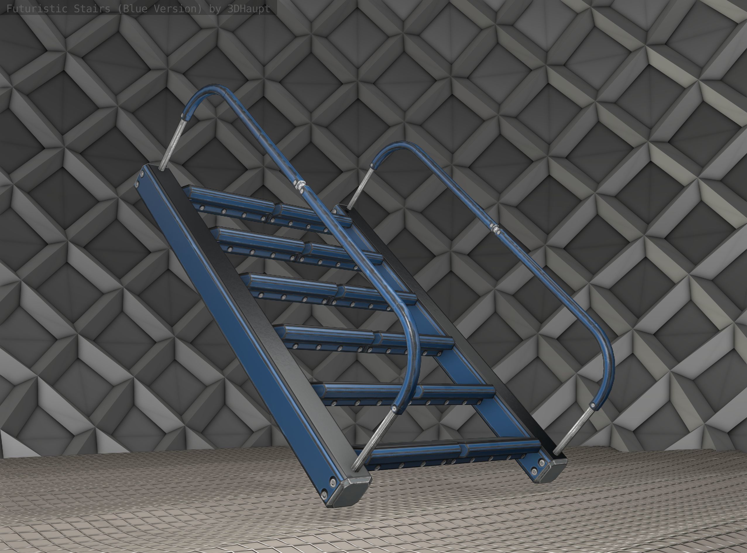 Sci-Fi Stairs - 12- Blue Version Low-poly 3D model_21