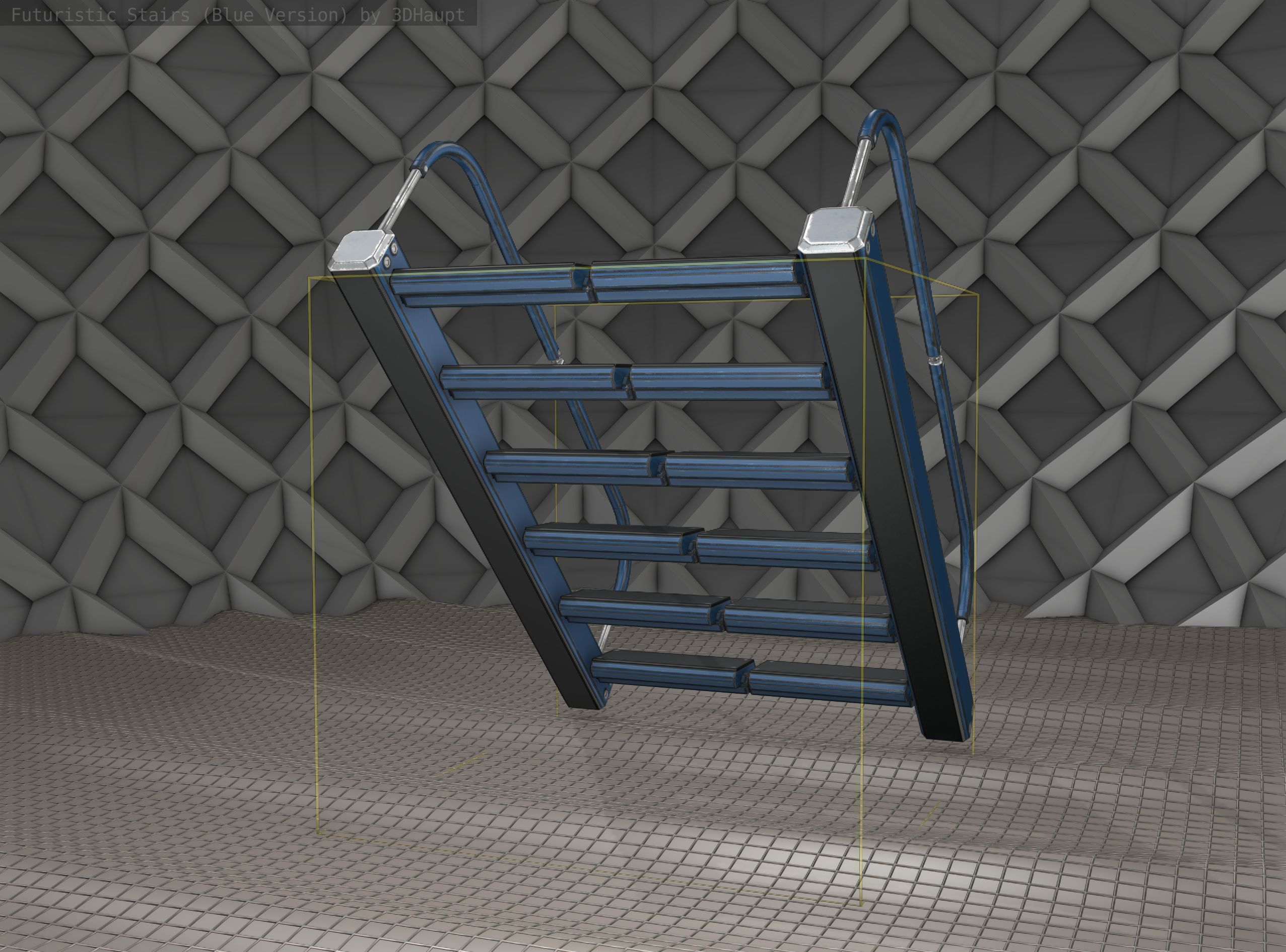 Sci-Fi Stairs - 12- Blue Version Low-poly 3D model_10