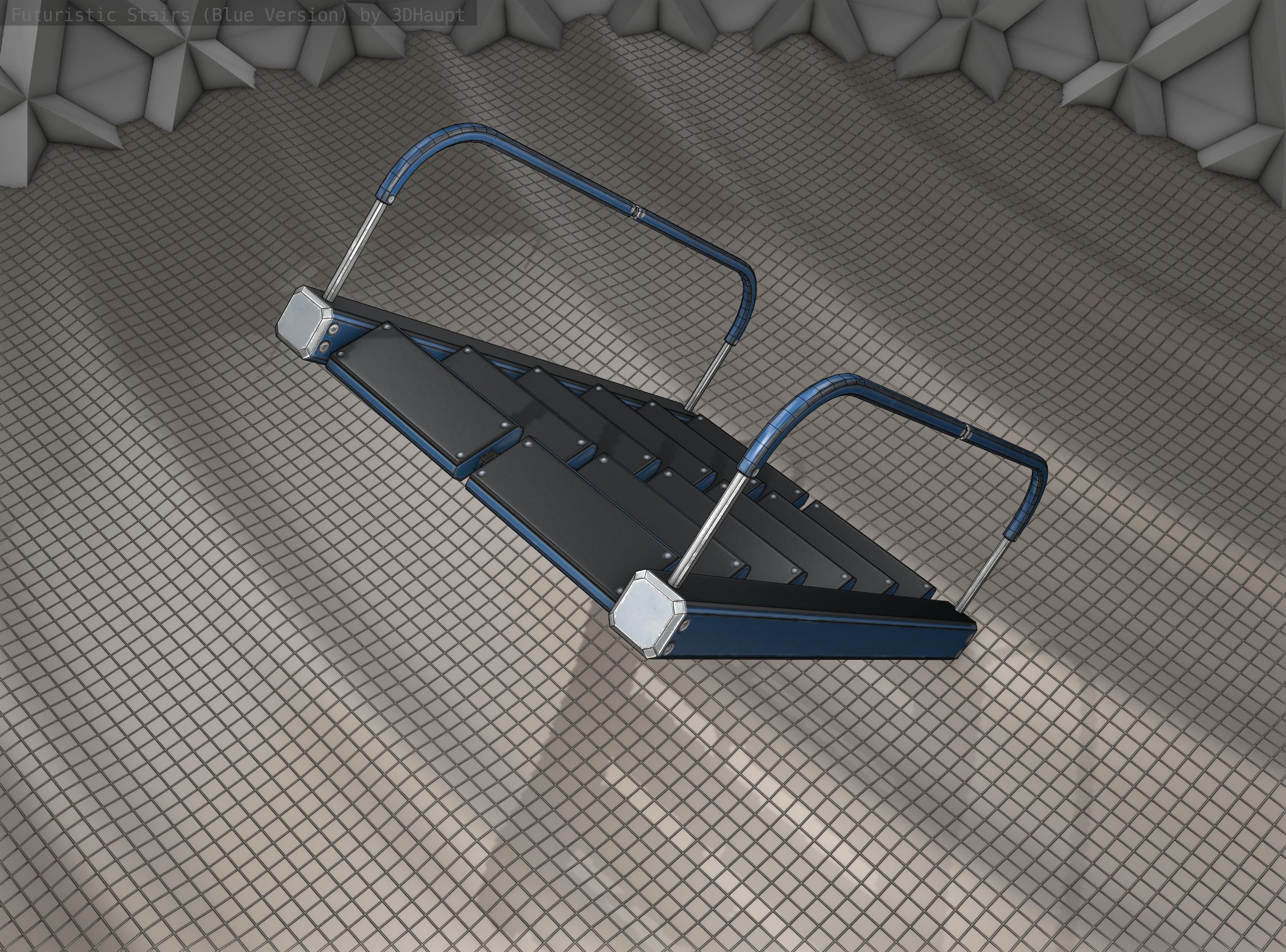 Sci-Fi Stairs - 12- Blue Version Low-poly 3D model_17