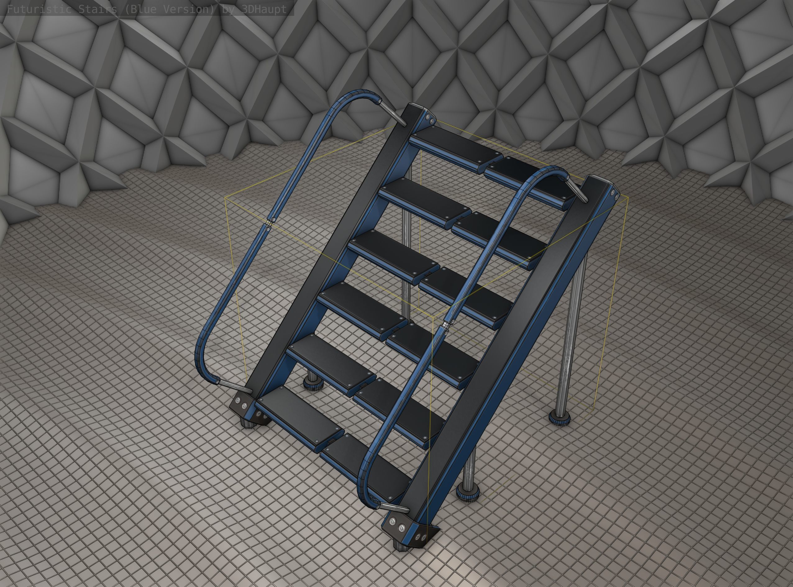 Sci-Fi Stairs - 12- Blue Version Low-poly 3D model_24