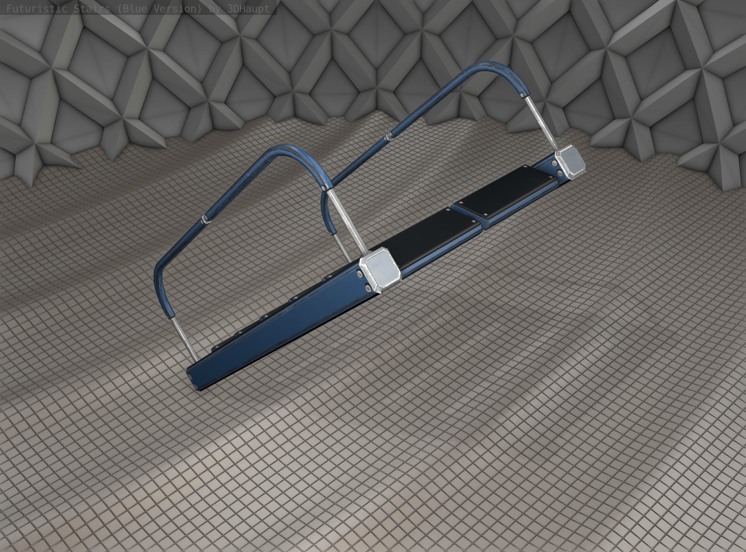 Sci-Fi Stairs - 12- Blue Version Low-poly 3D model_1