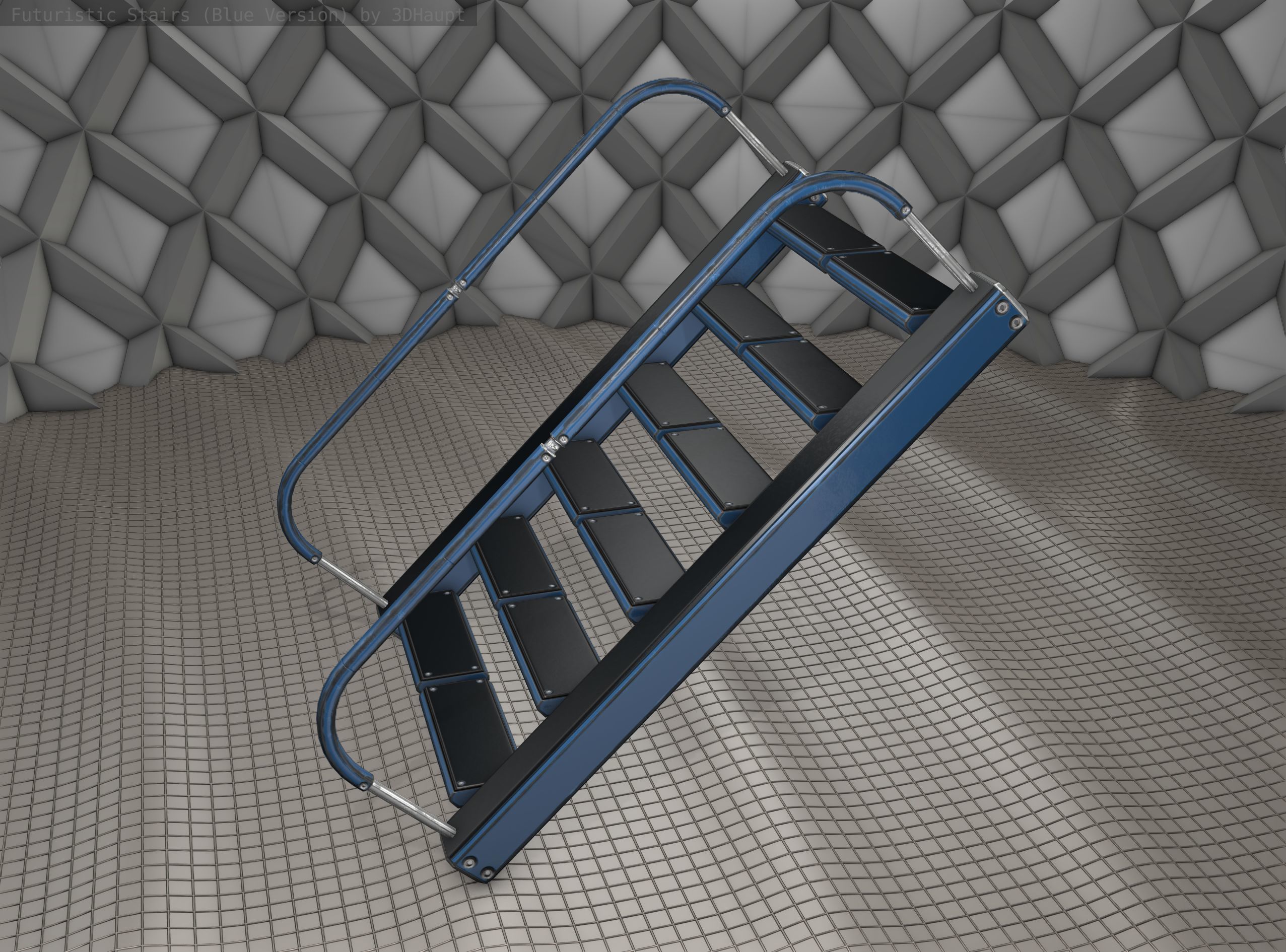 Sci-Fi Stairs - 12- Blue Version Low-poly 3D model_23
