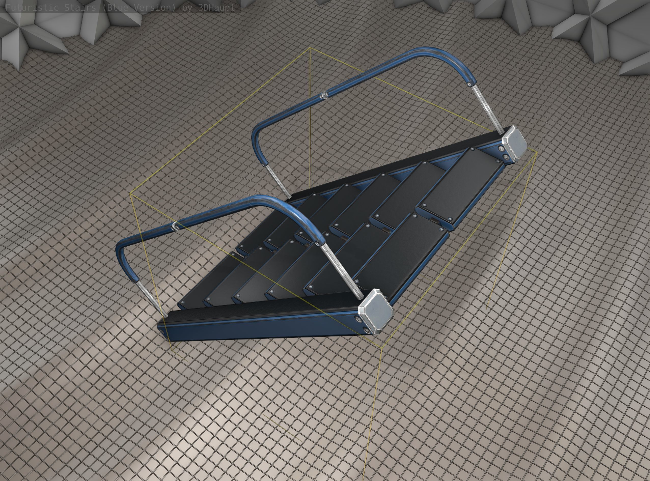 Sci-Fi Stairs - 12- Blue Version Low-poly 3D model_16