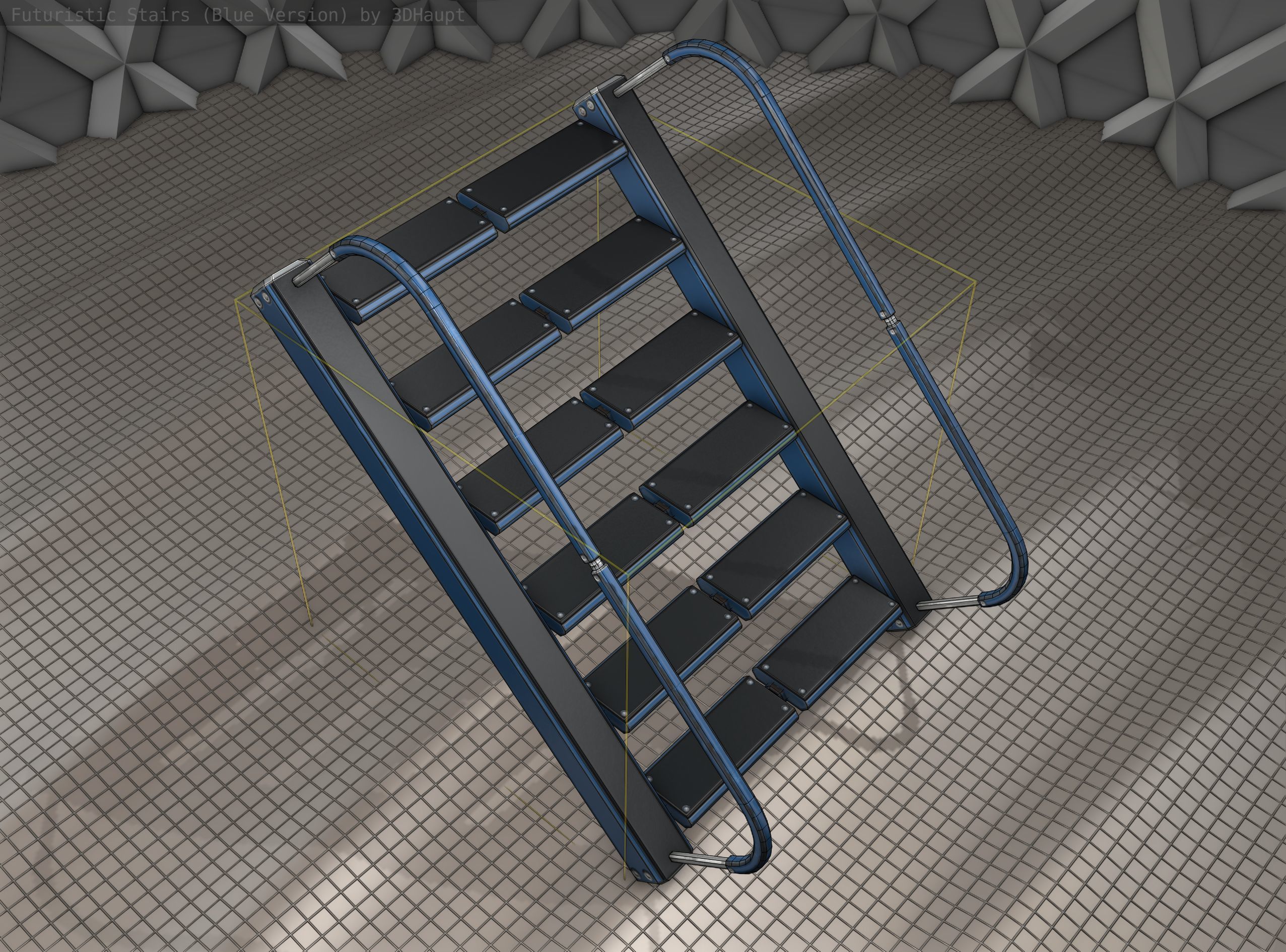 Sci-Fi Stairs - 12- Blue Version Low-poly 3D model_18