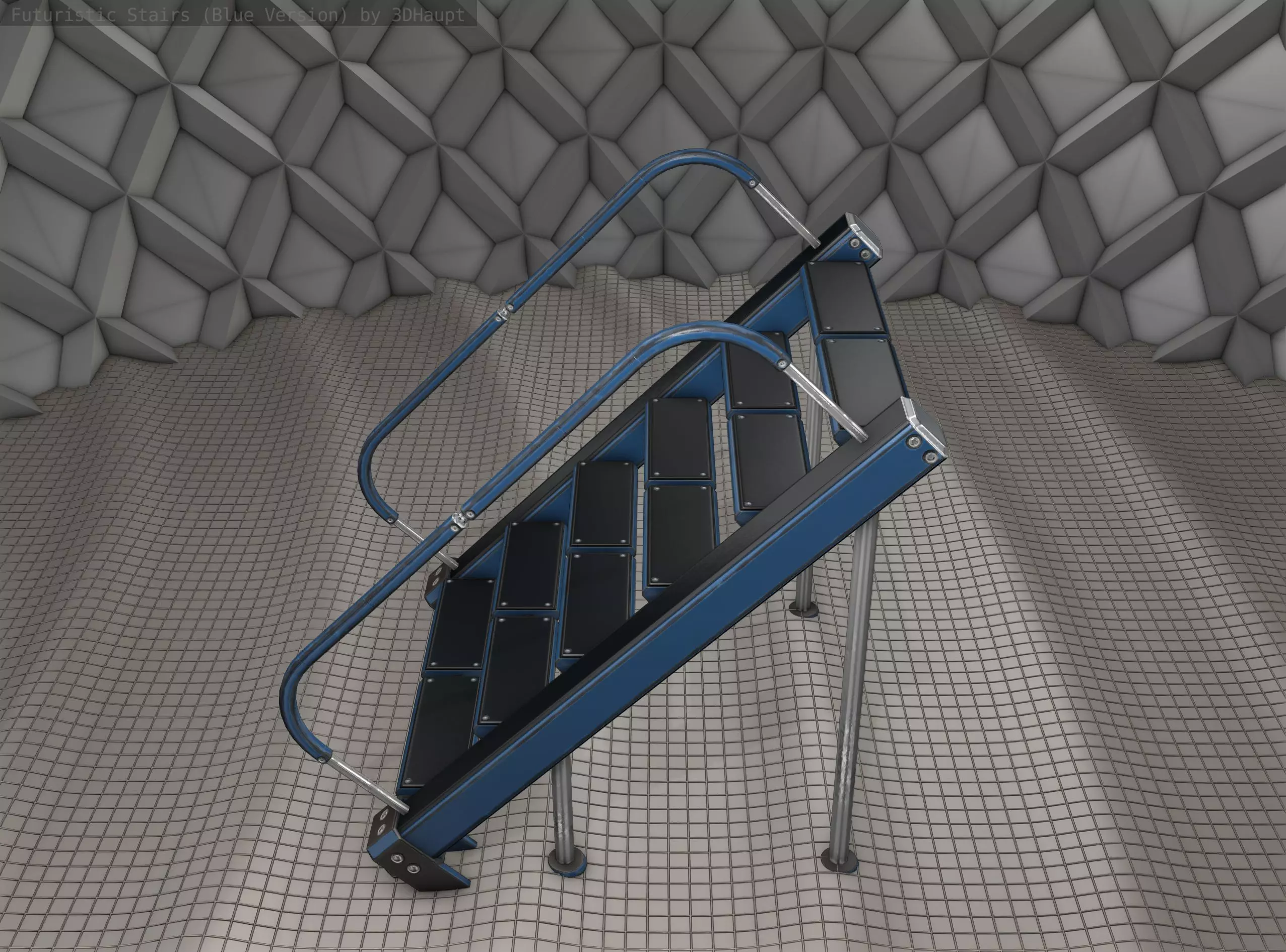 Sci-Fi Stairs - 20 - Blue Version Low-poly 3D model