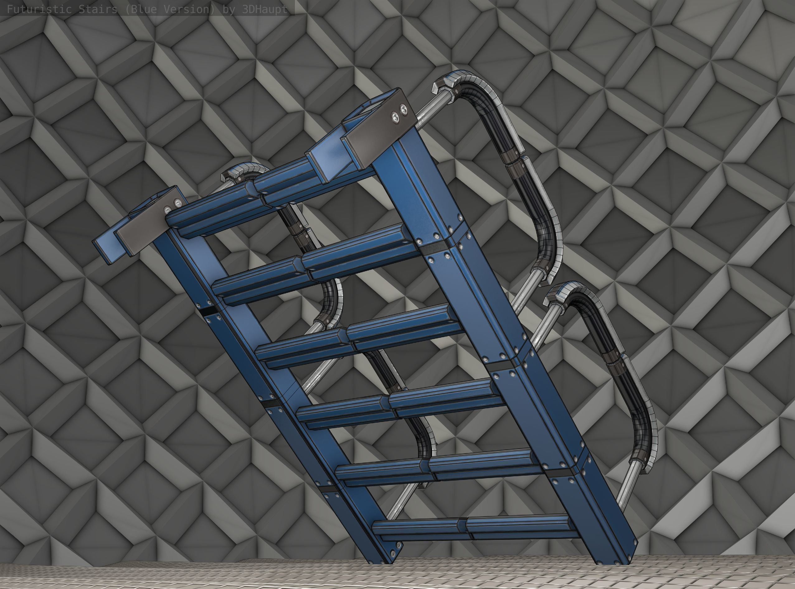 Sci-Fi Stairs - 26 - Blue Version Low-poly 3D model_20