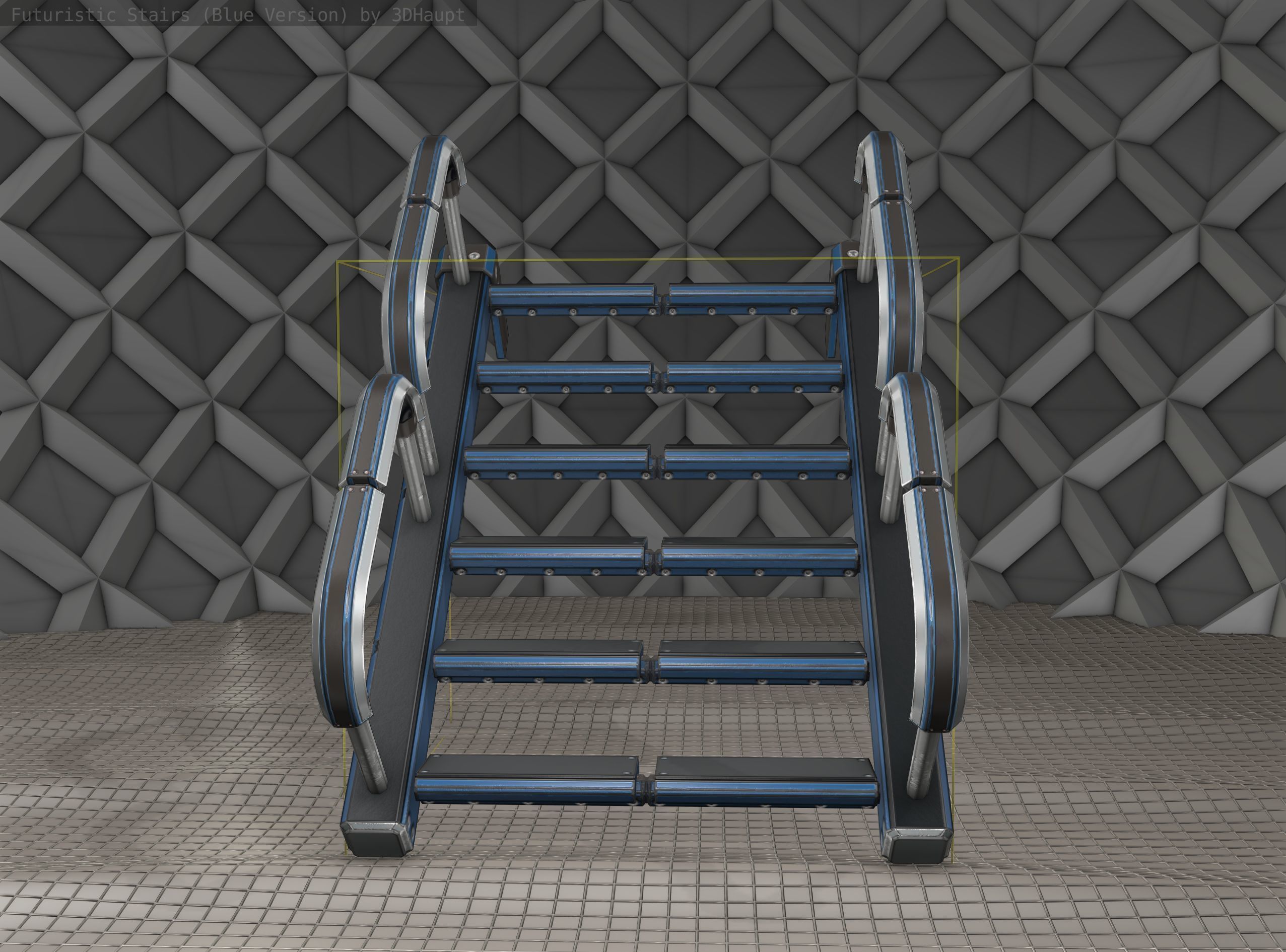 Sci-Fi Stairs - 26 - Blue Version Low-poly 3D model_13