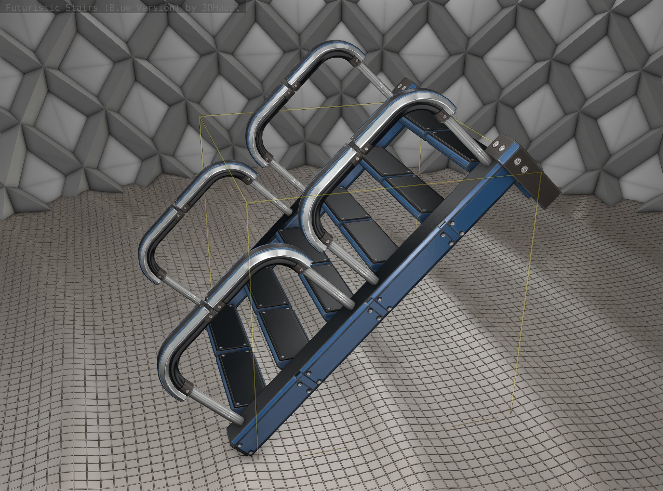 Sci-Fi Stairs - 26 - Blue Version Low-poly 3D model_23