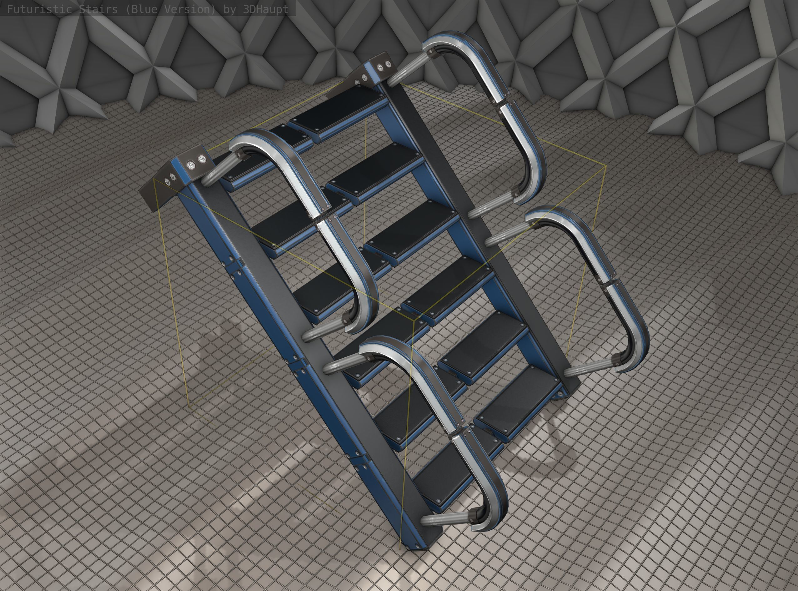 Sci-Fi Stairs - 26 - Blue Version Low-poly 3D model_19