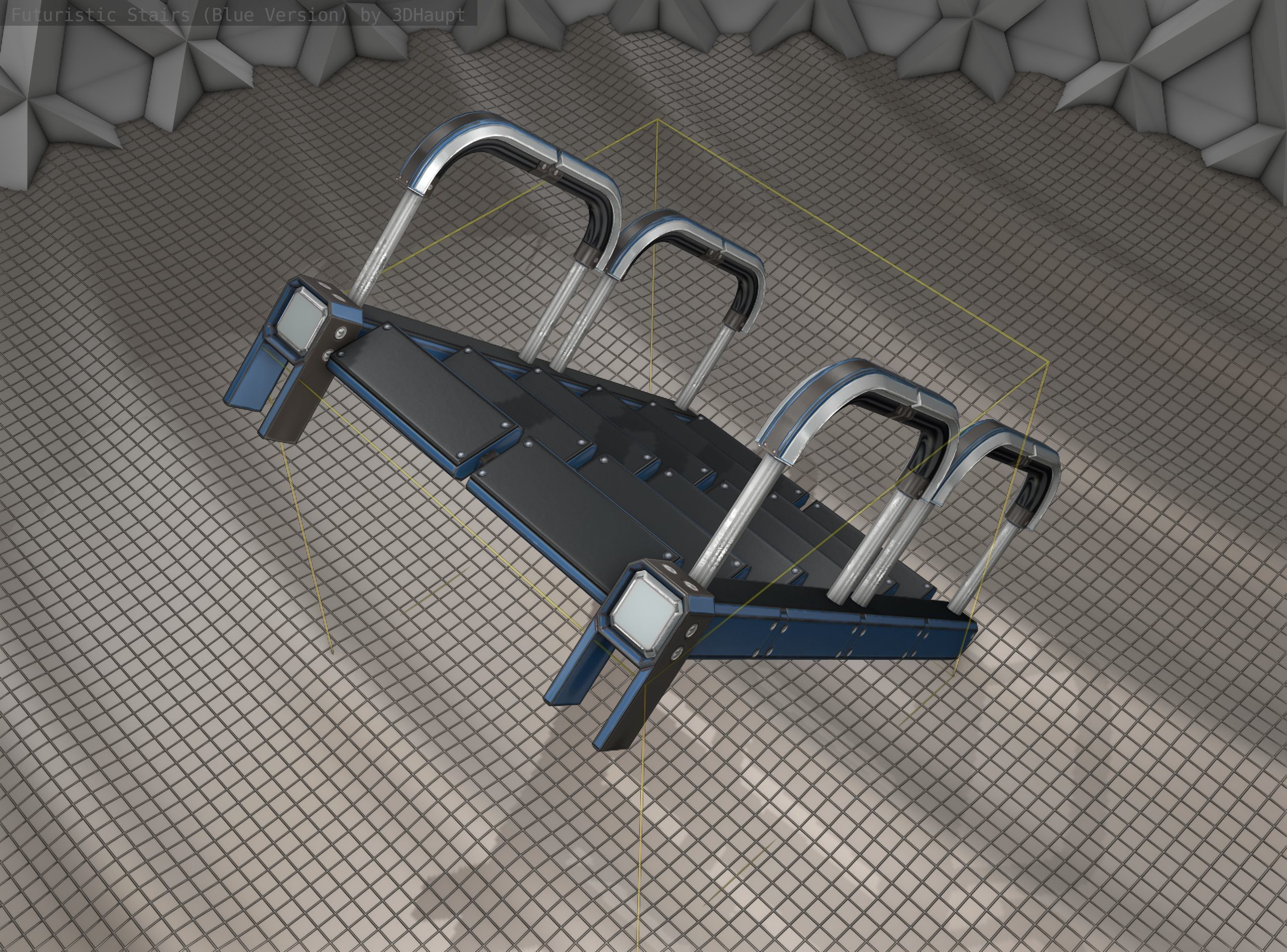 Sci-Fi Stairs - 26 - Blue Version Low-poly 3D model_17