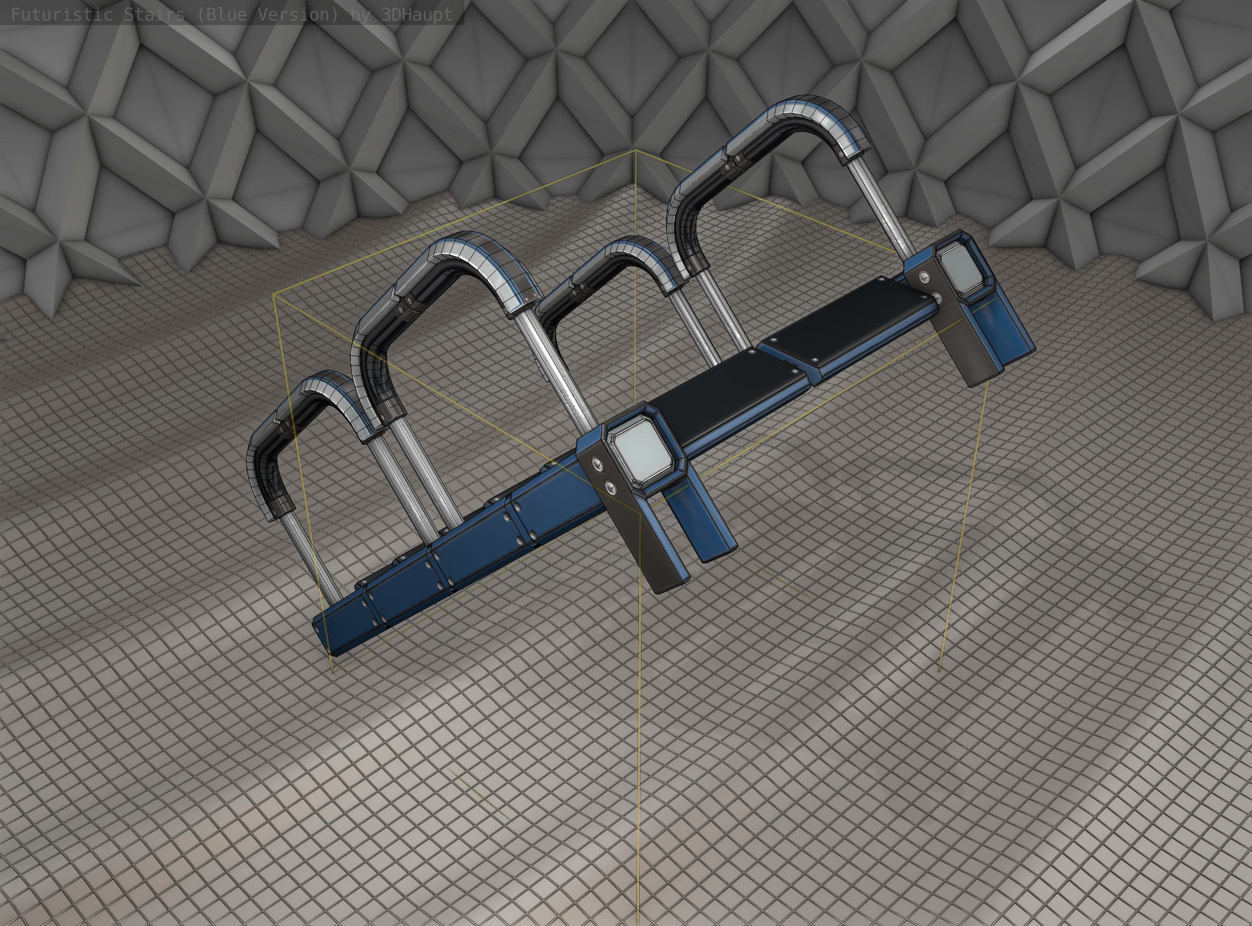 Sci-Fi Stairs - 26 - Blue Version Low-poly 3D model_2