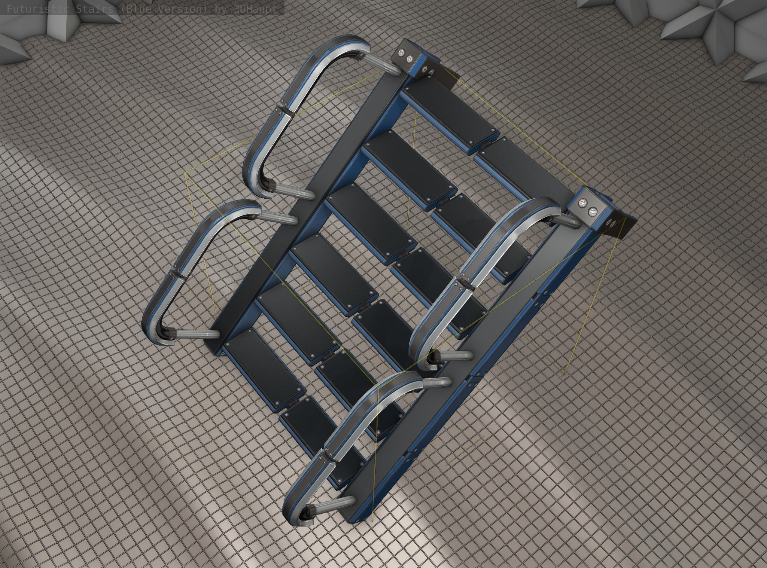Sci-Fi Stairs - 26 - Blue Version Low-poly 3D model_15