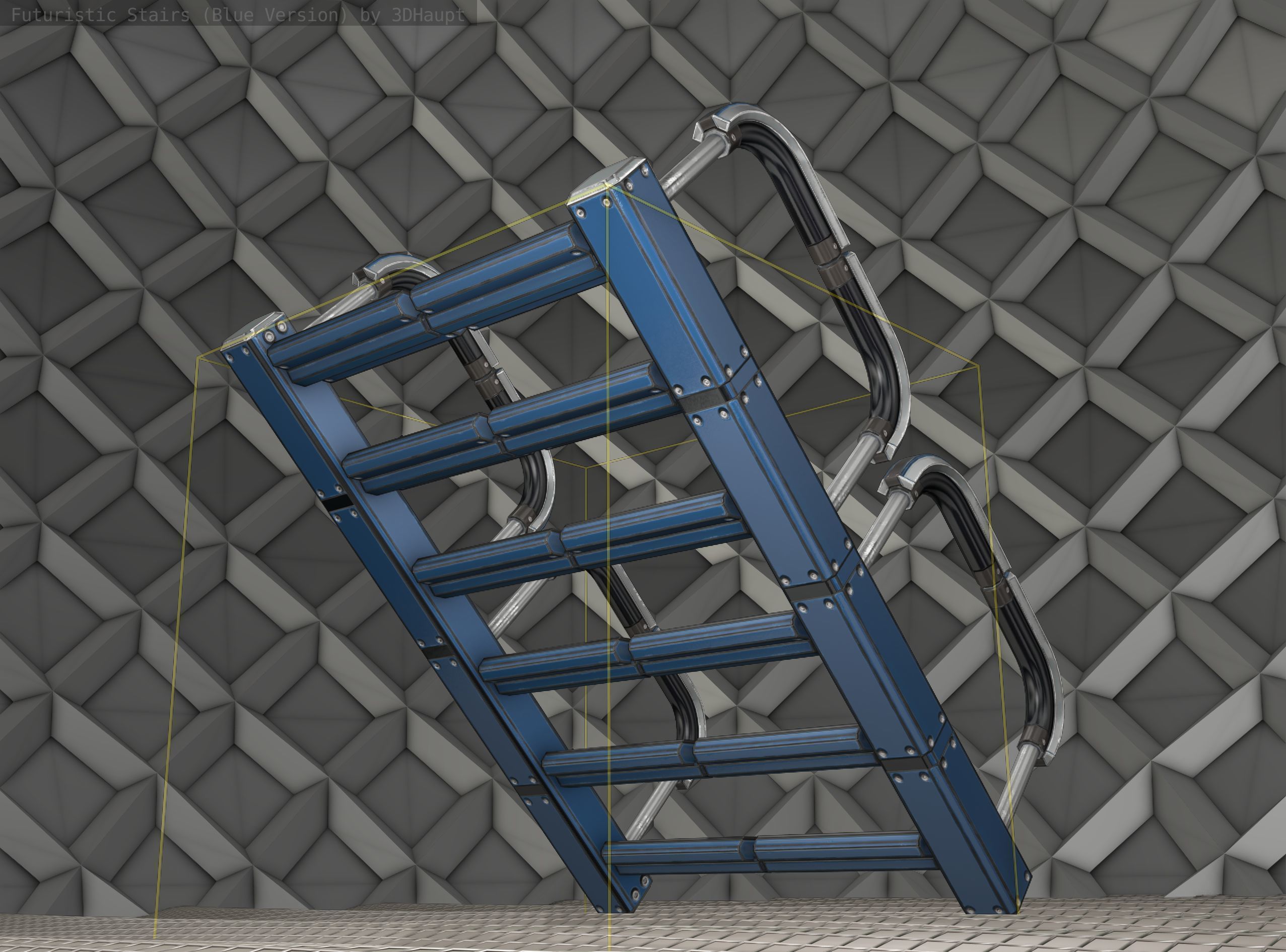 Sci-Fi Stairs - 27 - Blue Version Low-poly 3D model_20