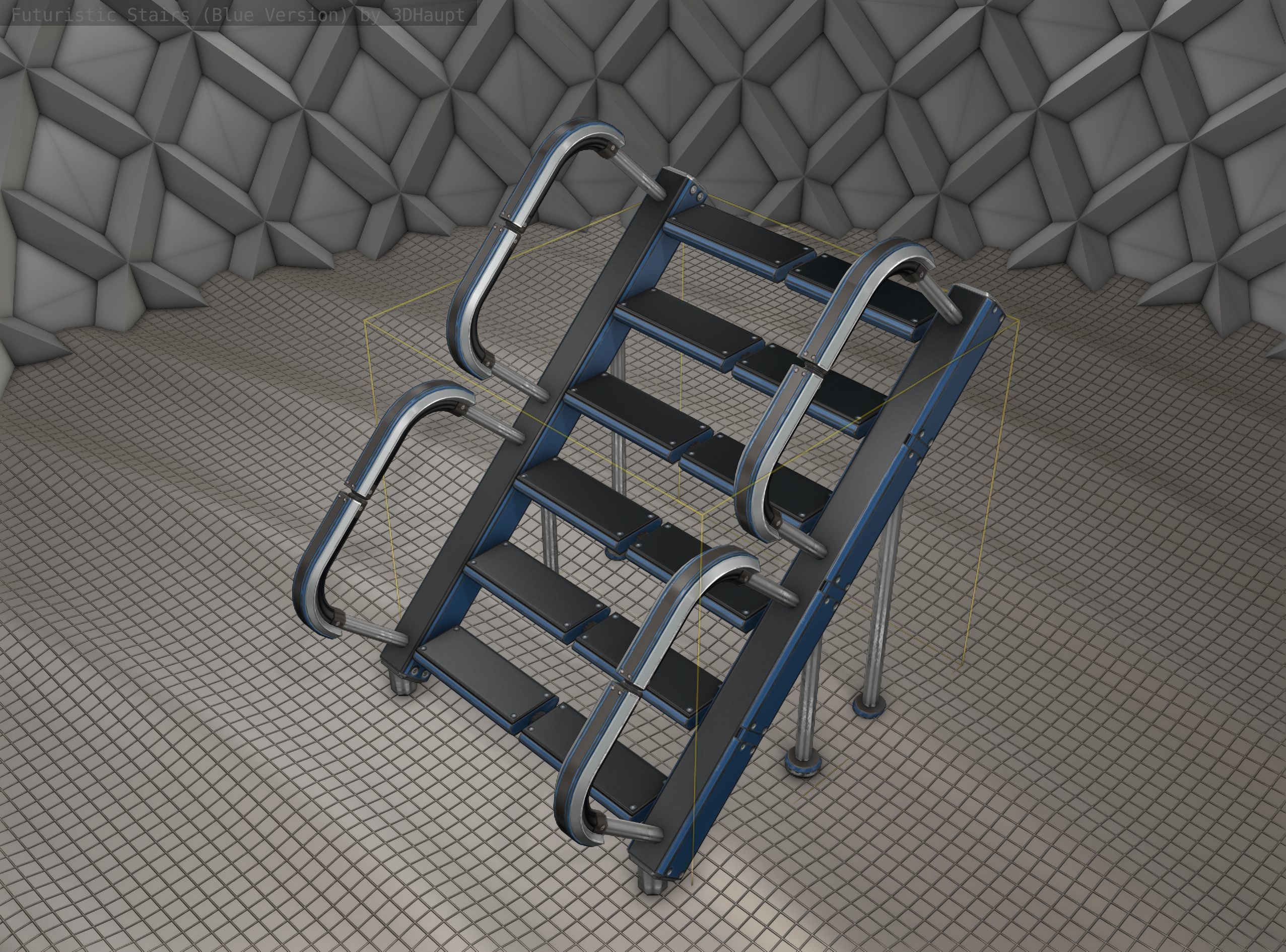 Sci-Fi Stairs - 27 - Blue Version Low-poly 3D model_24