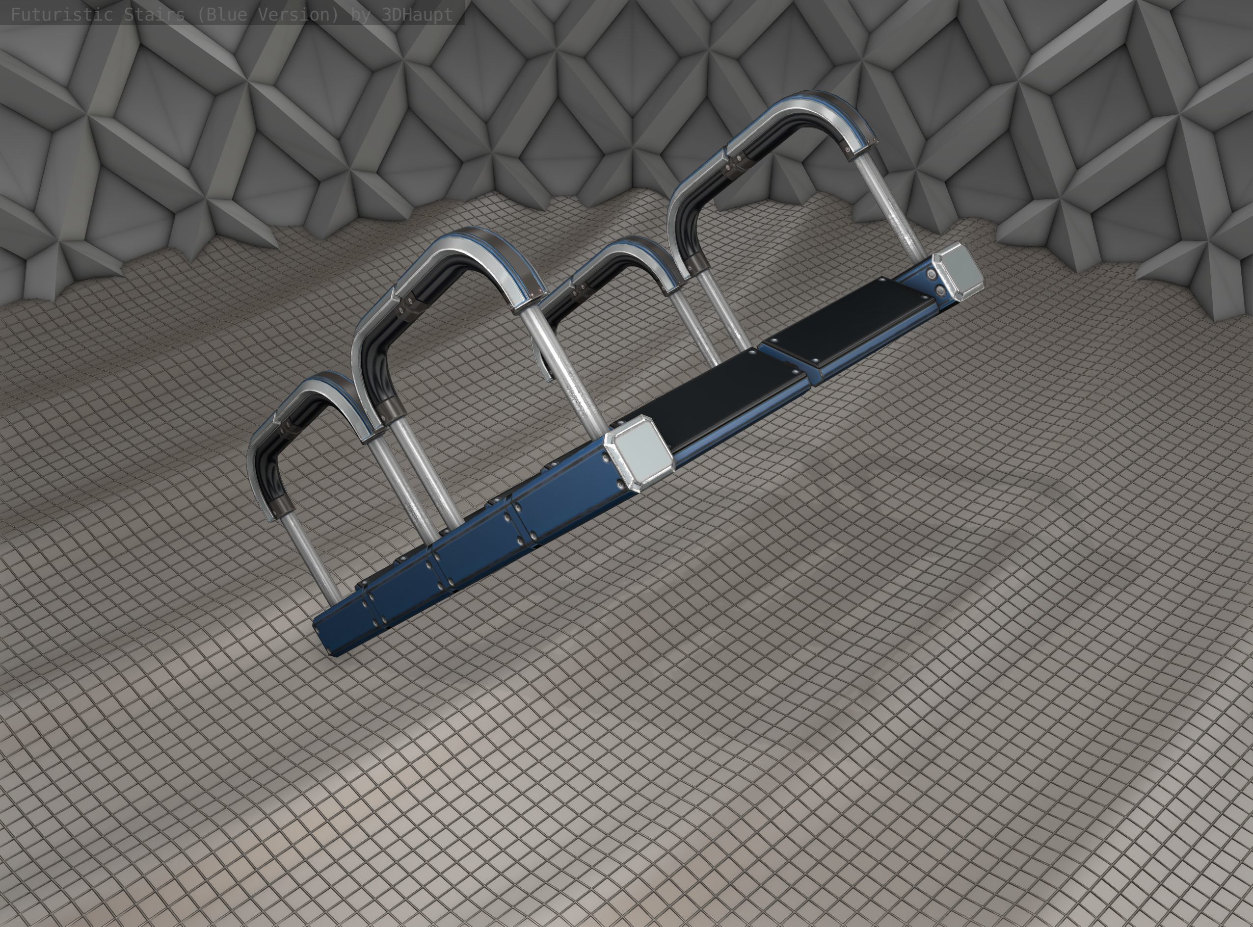 Sci-Fi Stairs - 27 - Blue Version Low-poly 3D model_1