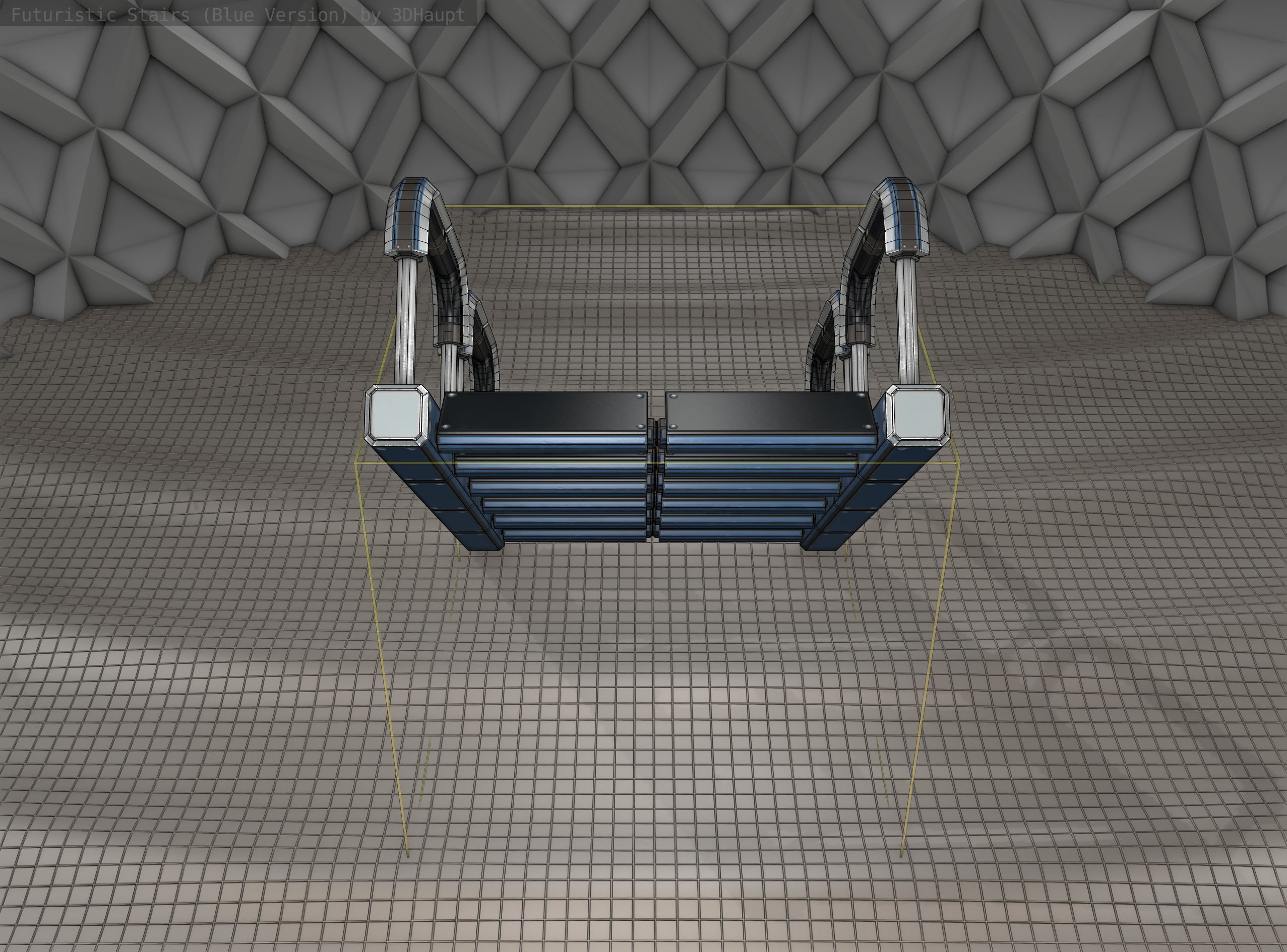 Sci-Fi Stairs - 27 - Blue Version Low-poly 3D model_2