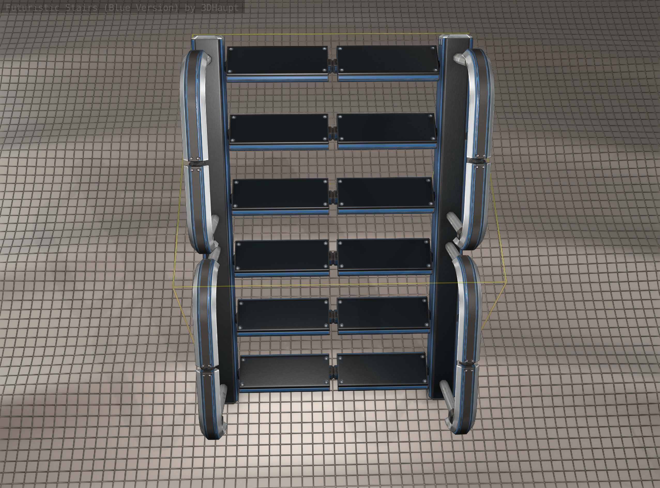 Sci-Fi Stairs - 27 - Blue Version Low-poly 3D model_14