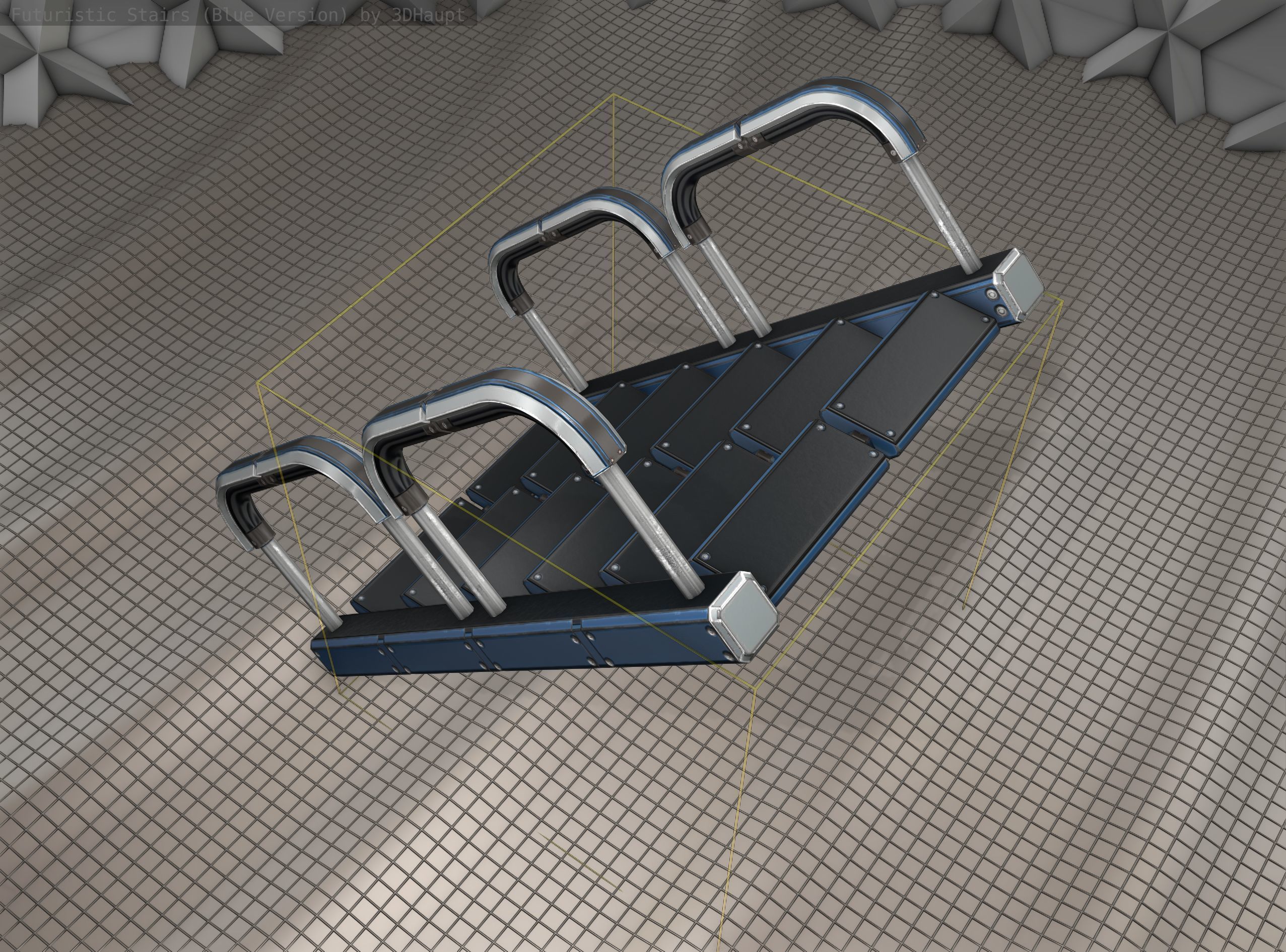 Sci-Fi Stairs - 27 - Blue Version Low-poly 3D model_16