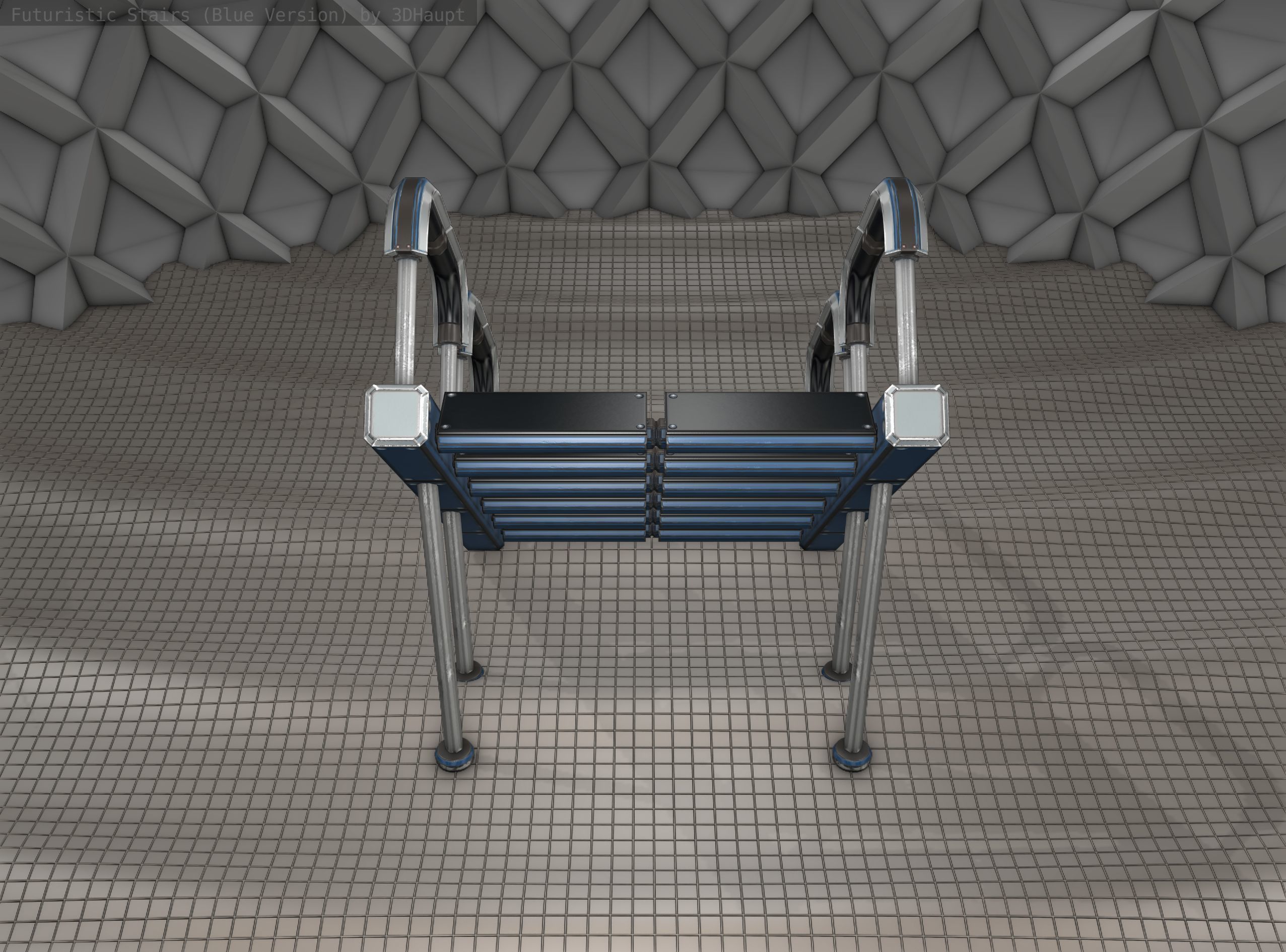 Sci-Fi Stairs - 28 - Blue Version Low-poly 3D model_3