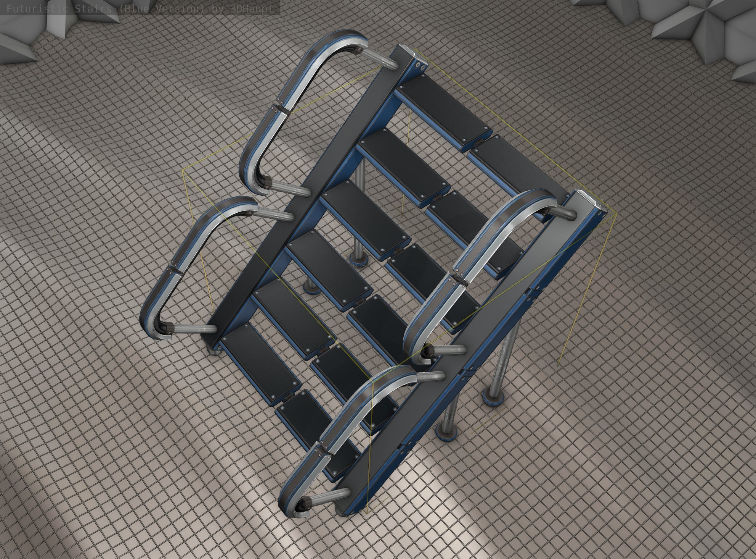 Sci-Fi Stairs - 28 - Blue Version Low-poly 3D model_15