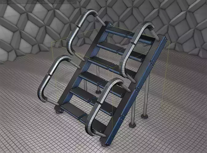 Sci-Fi Stairs - 28 - Blue Version Low-poly 3D model