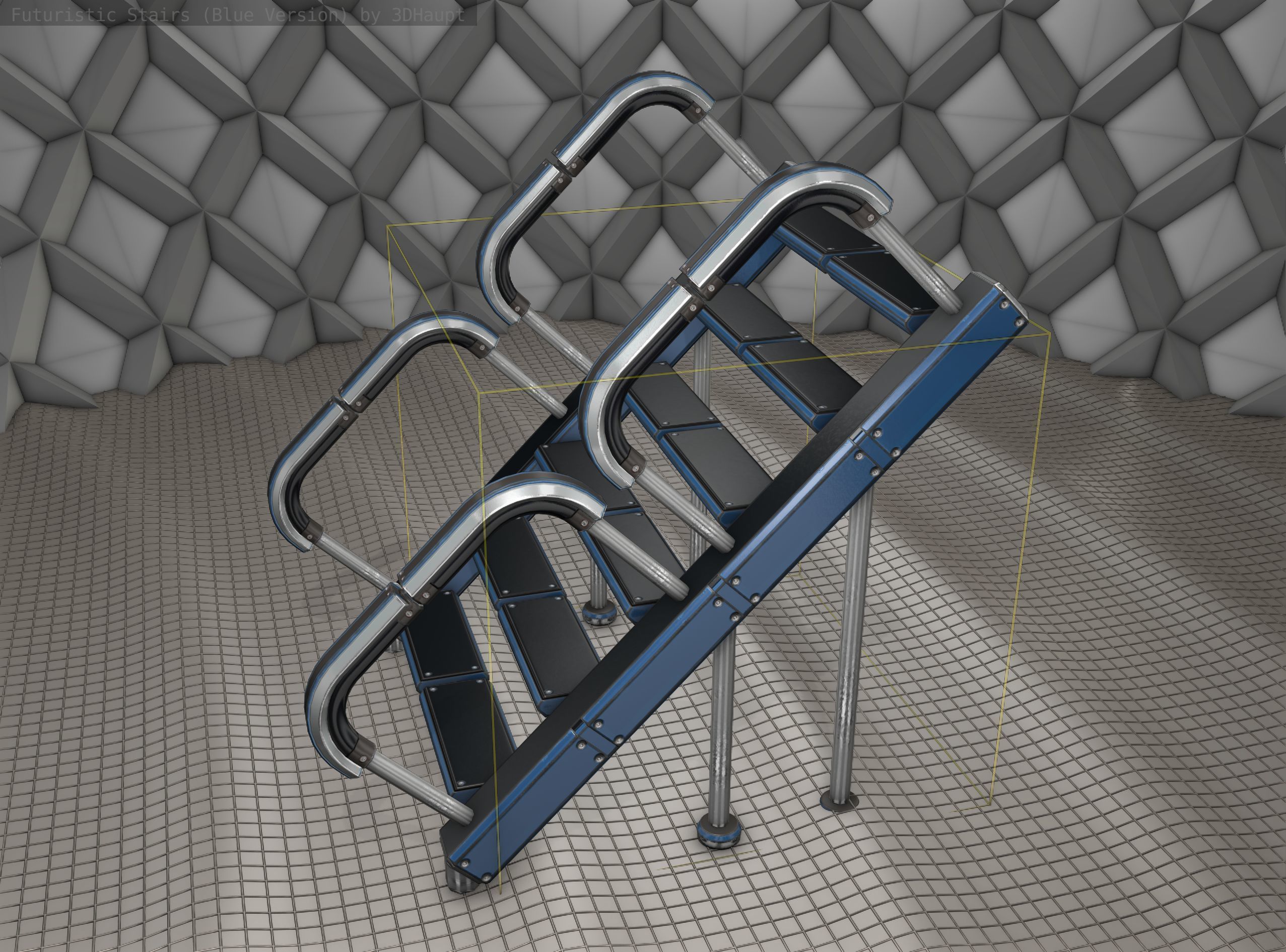 Sci-Fi Stairs - 28 - Blue Version Low-poly 3D model_23