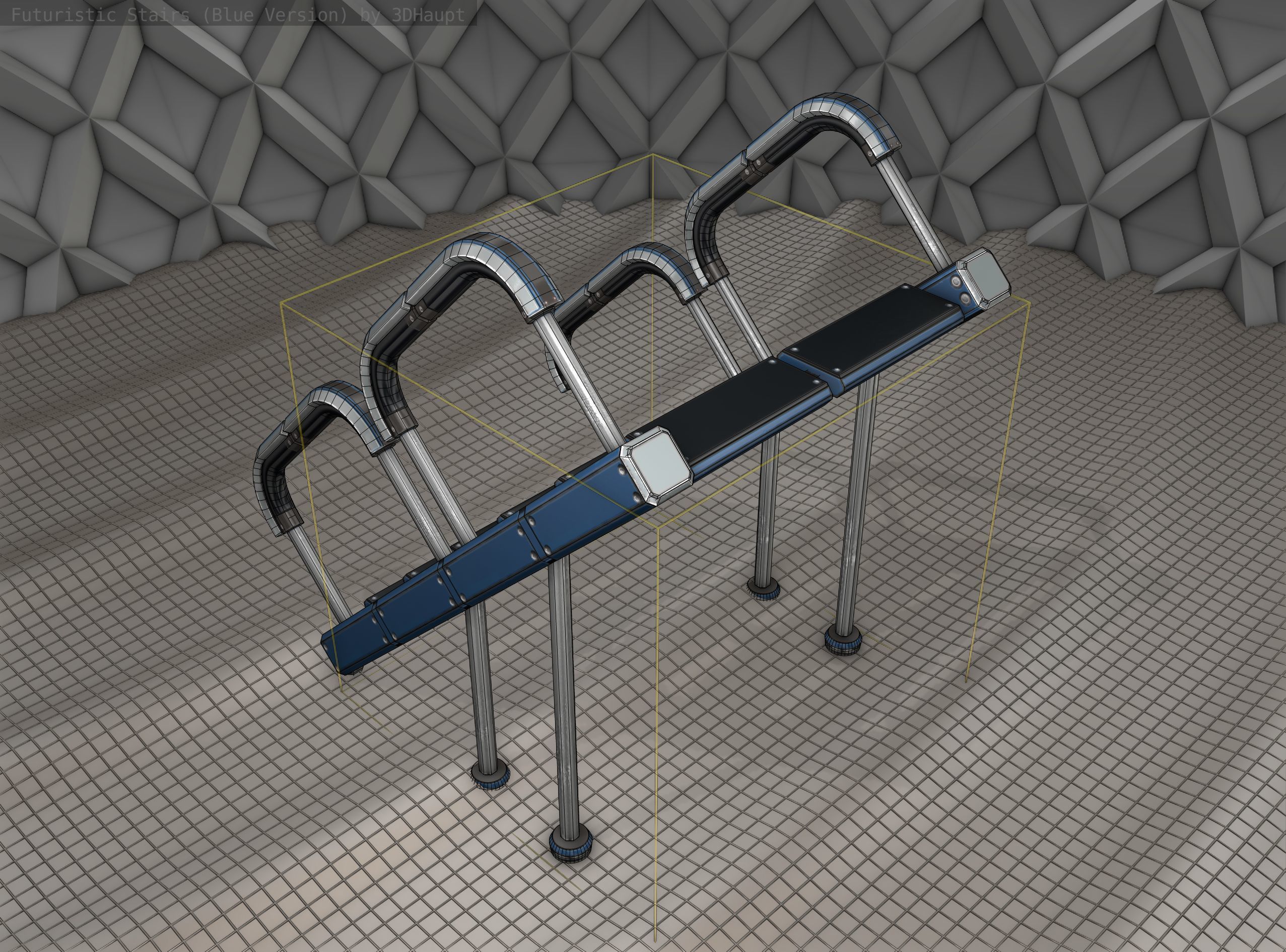 Sci-Fi Stairs - 28 - Blue Version Low-poly 3D model_2