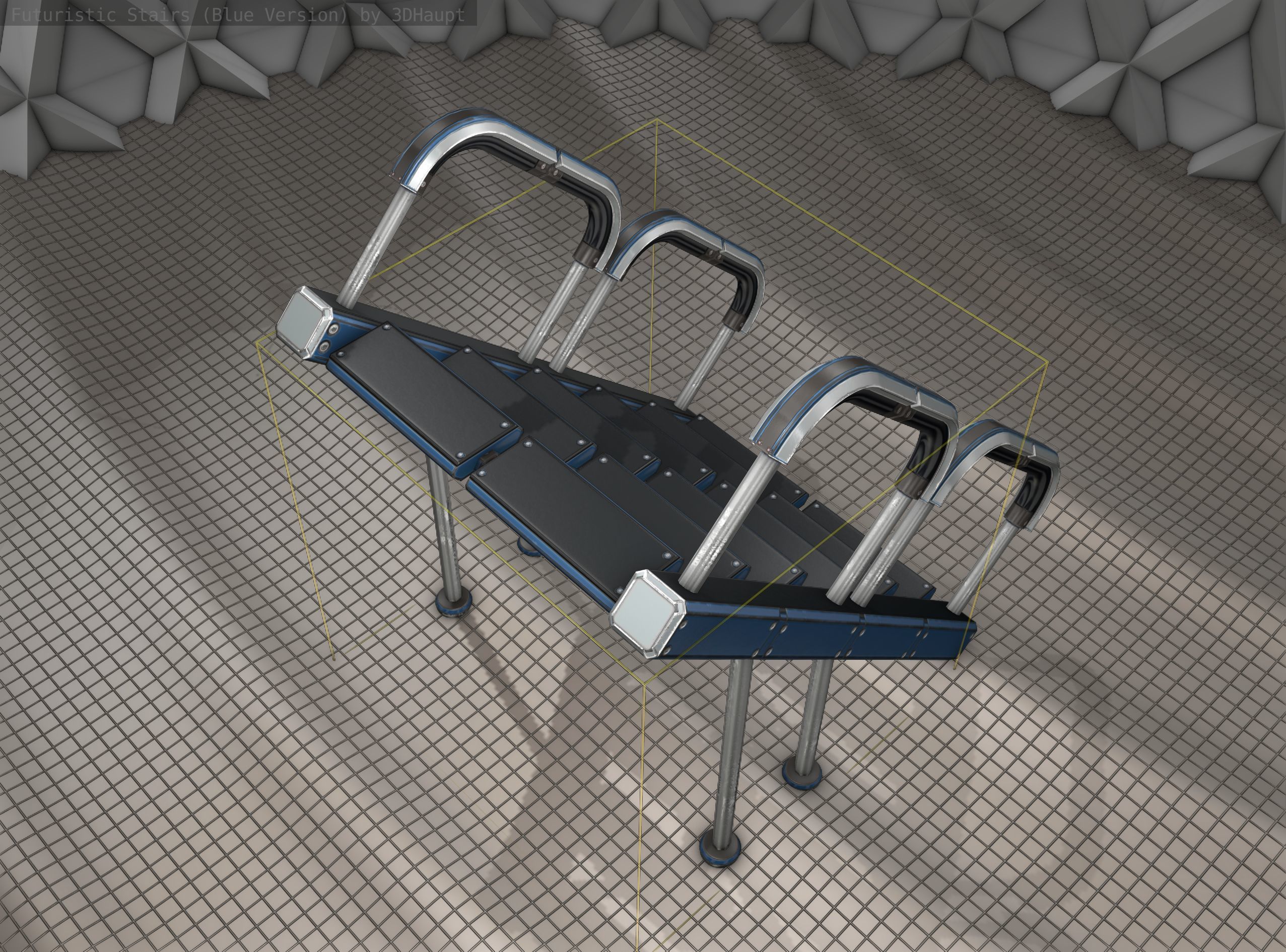 Sci-Fi Stairs - 28 - Blue Version Low-poly 3D model_17