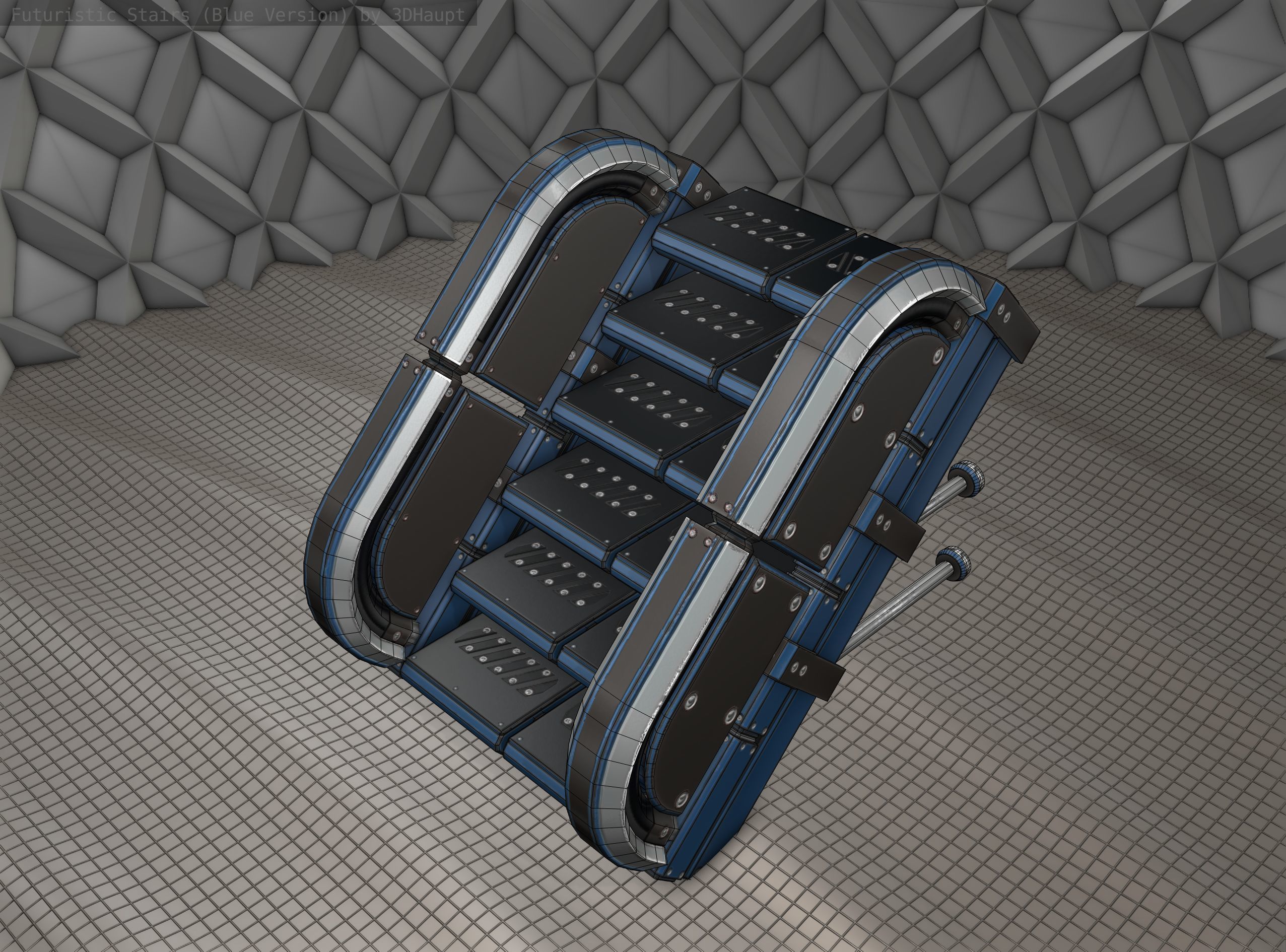 Sci-Fi Stairs - 28 - Blue Version Low-poly 3D model_24