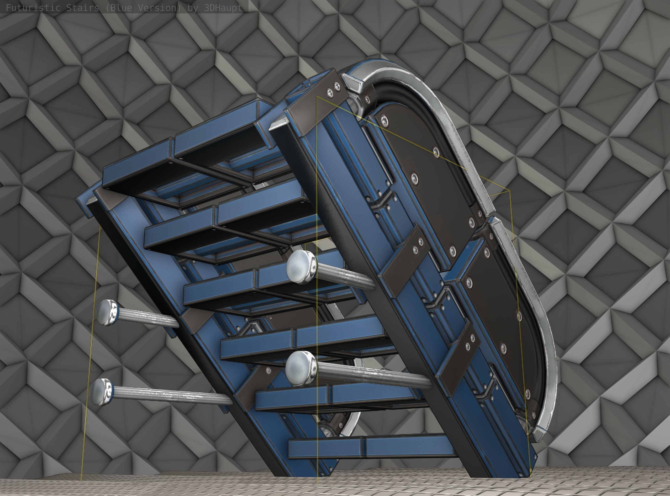 Sci-Fi Stairs - 29 - Blue Version Low-poly 3D model_20