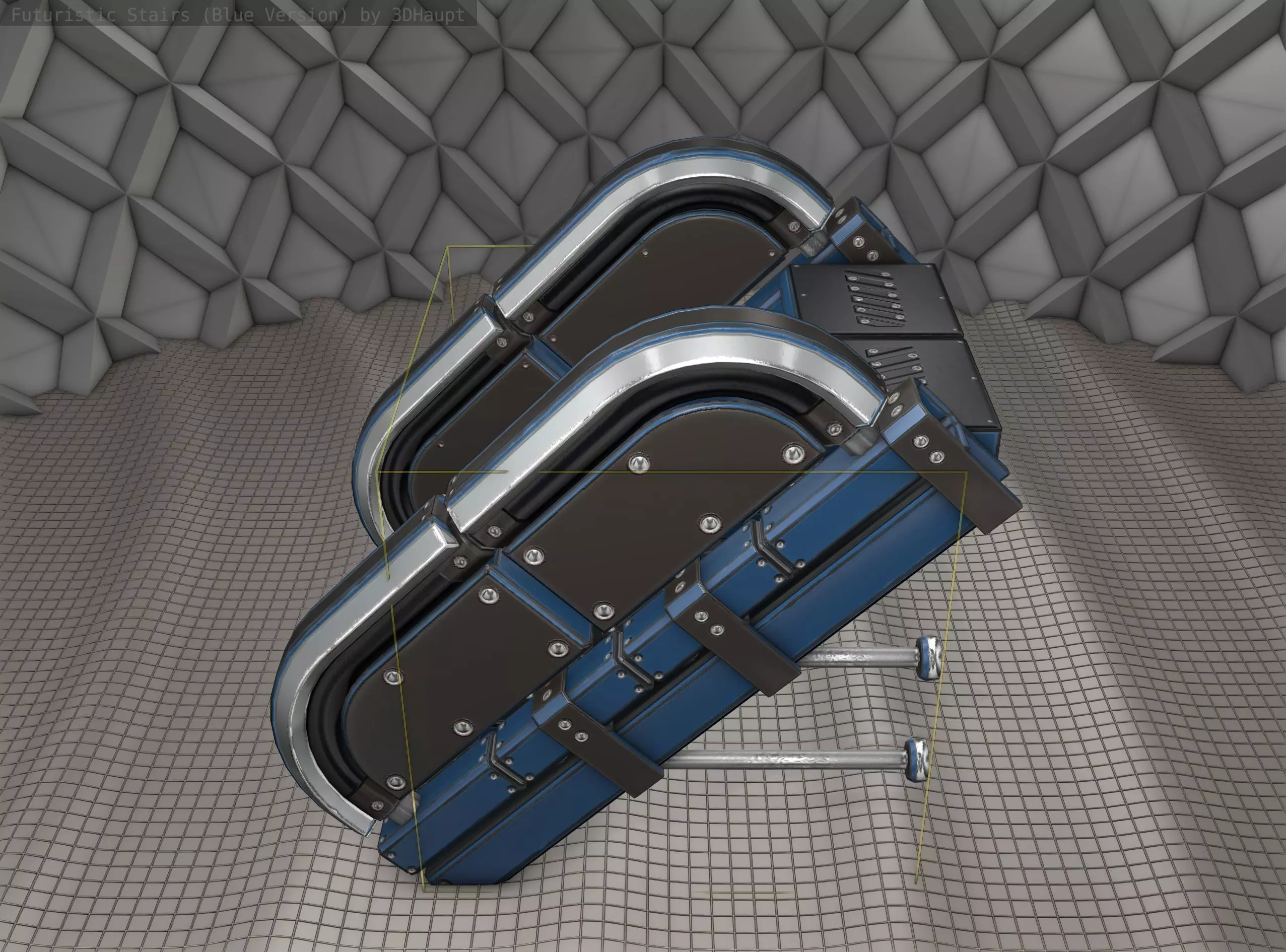 Sci-Fi Stairs - 29 - Blue Version Low-poly 3D model_0