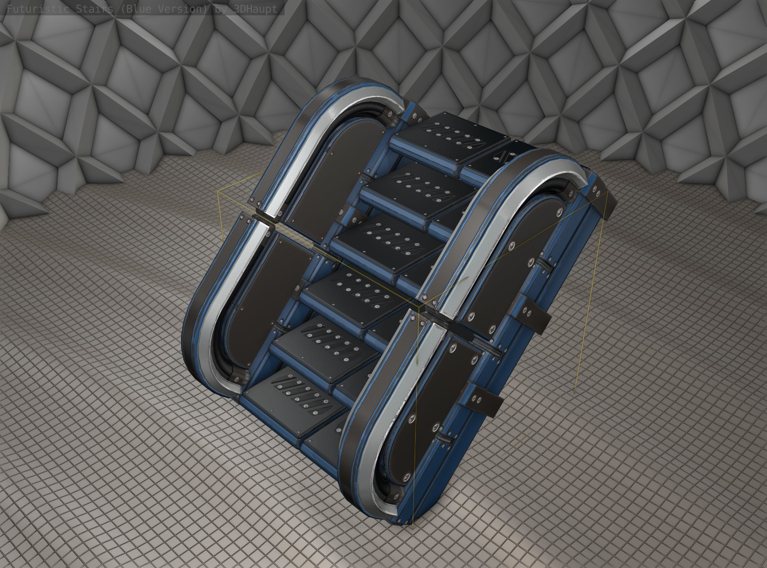 Sci-Fi Stairs - 29 - Blue Version Low-poly 3D model_24