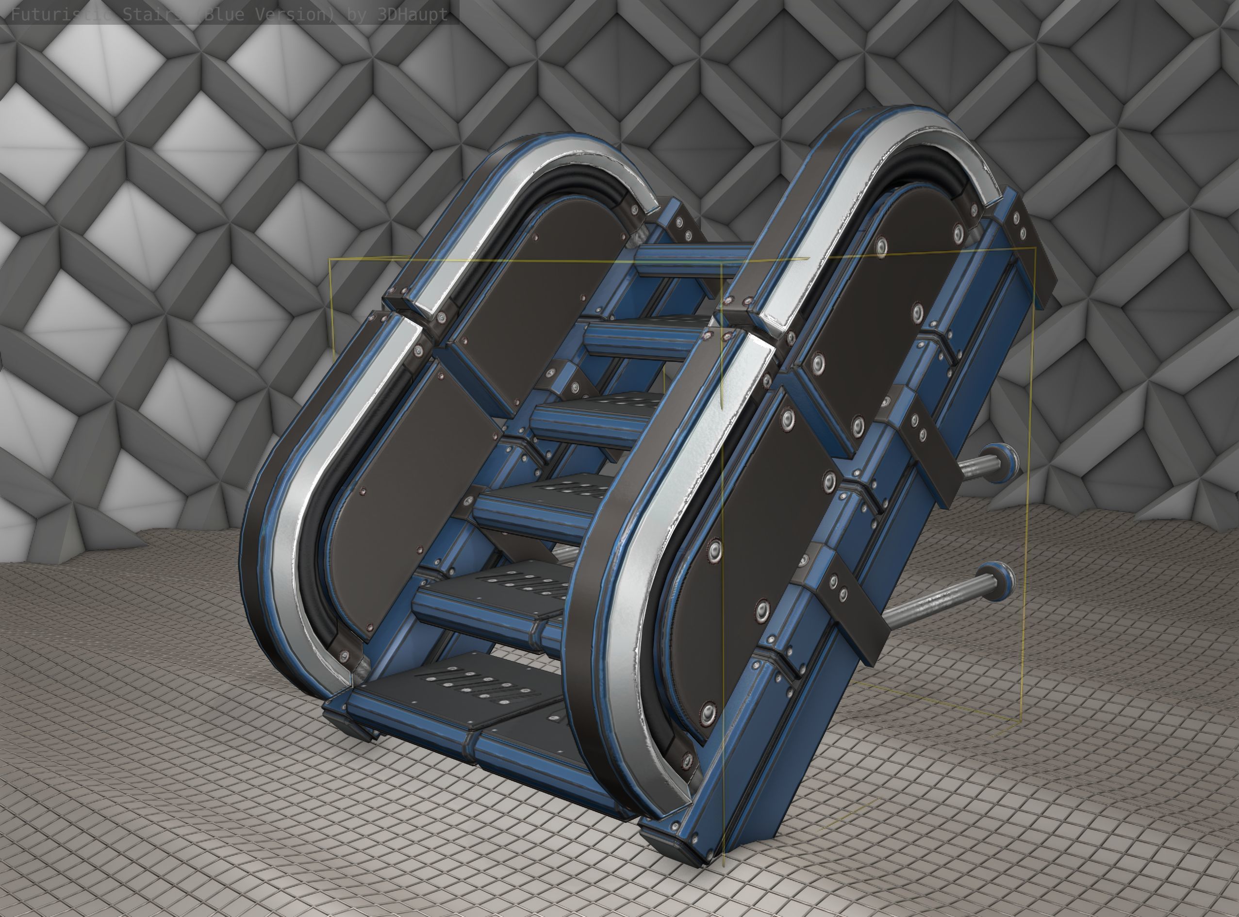 Sci-Fi Stairs - 29 - Blue Version Low-poly 3D model_22