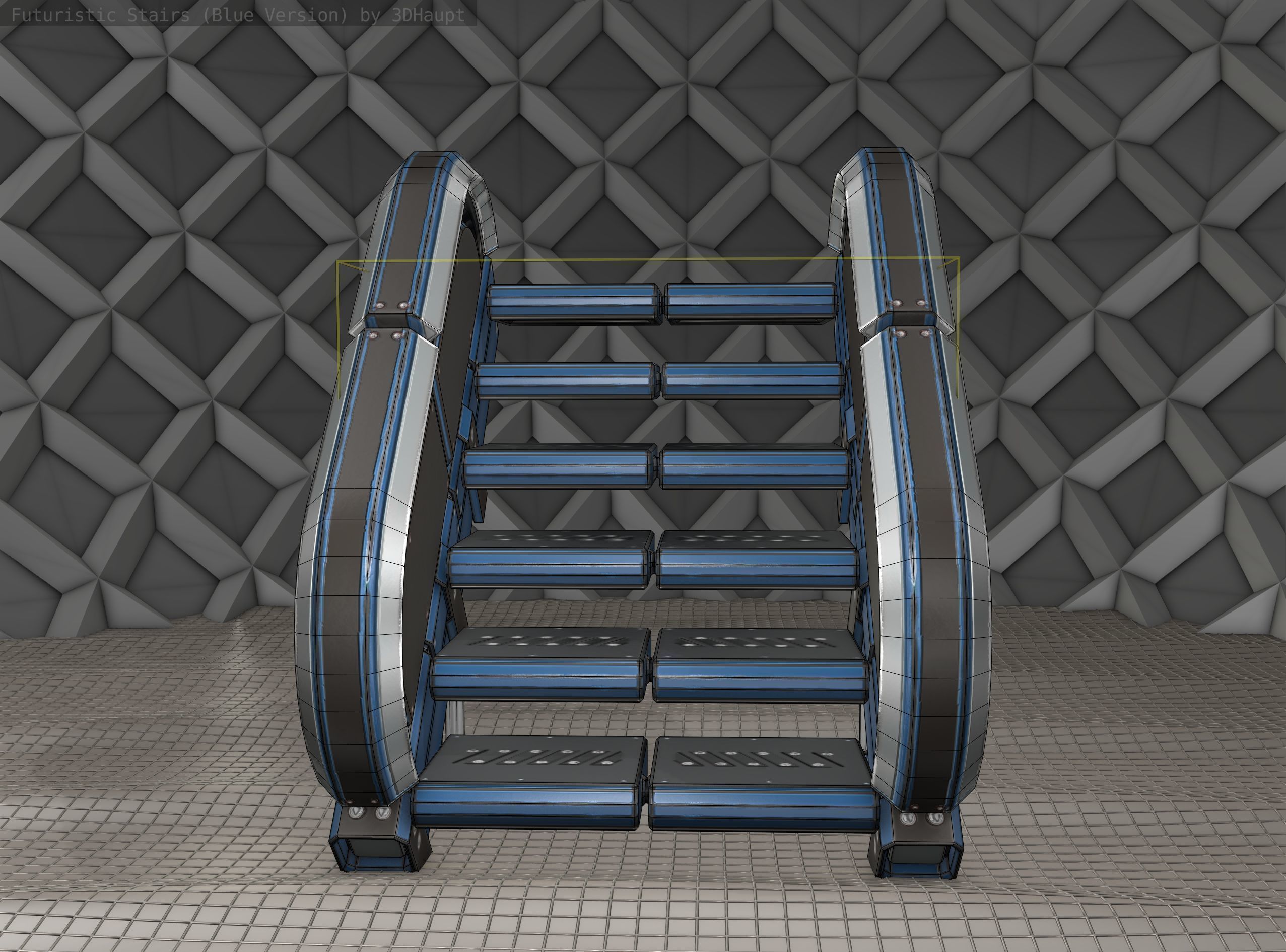 Sci-Fi Stairs - 32- Blue Version 3D model_13