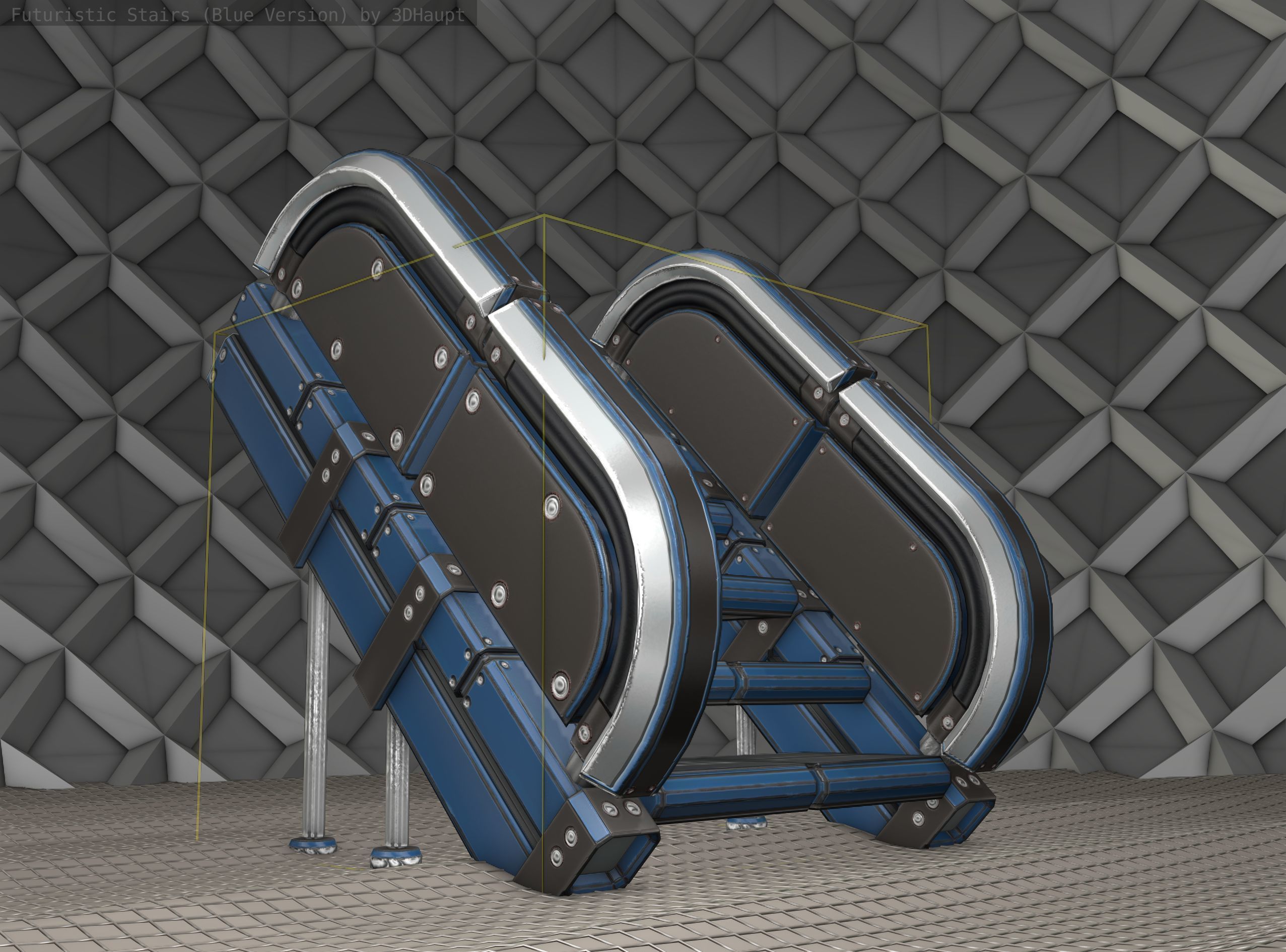 Sci-Fi Stairs - 32- Blue Version 3D model_21