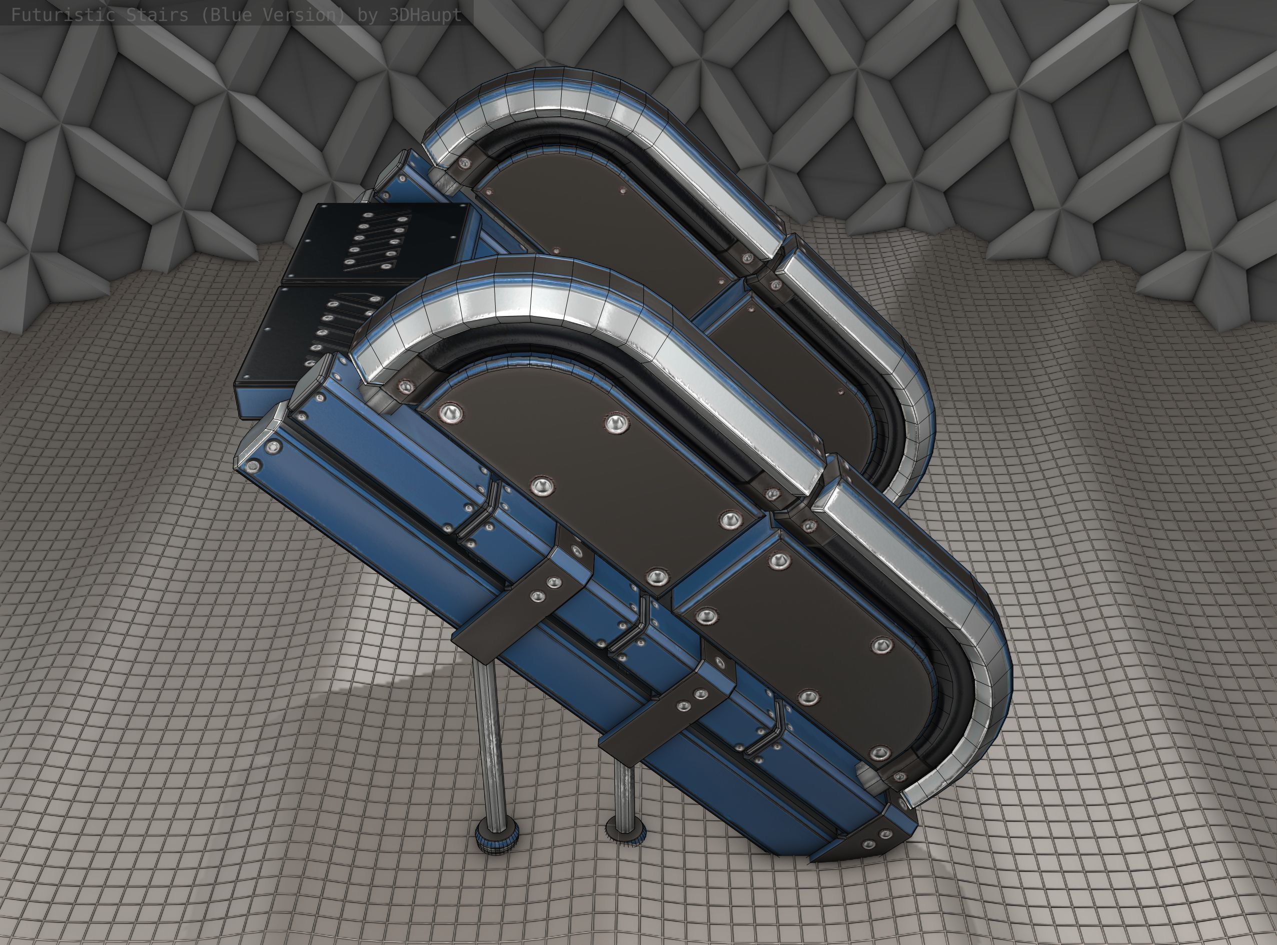 Sci-Fi Stairs - 32- Blue Version 3D model_5