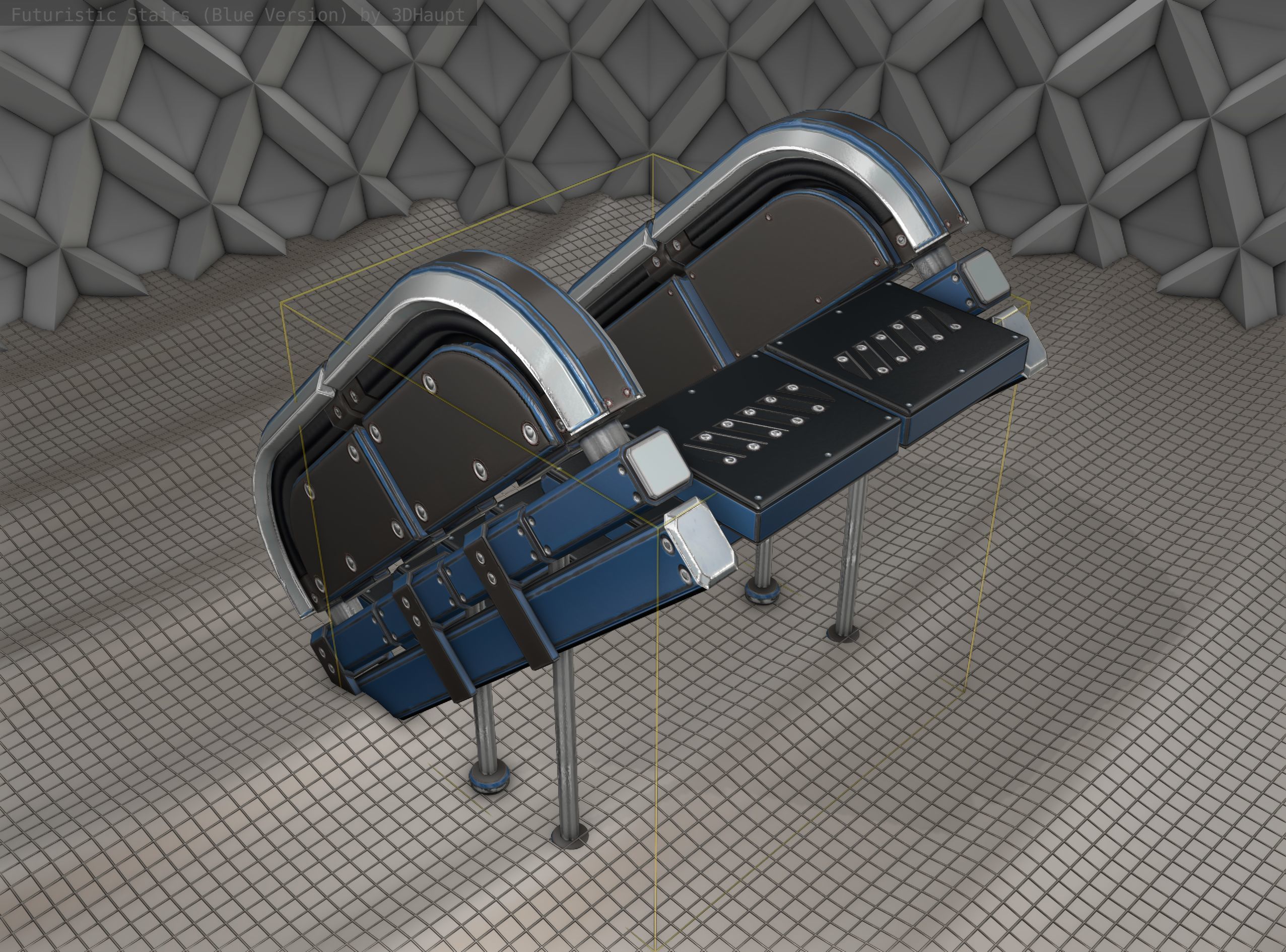 Sci-Fi Stairs - 32- Blue Version 3D model_2