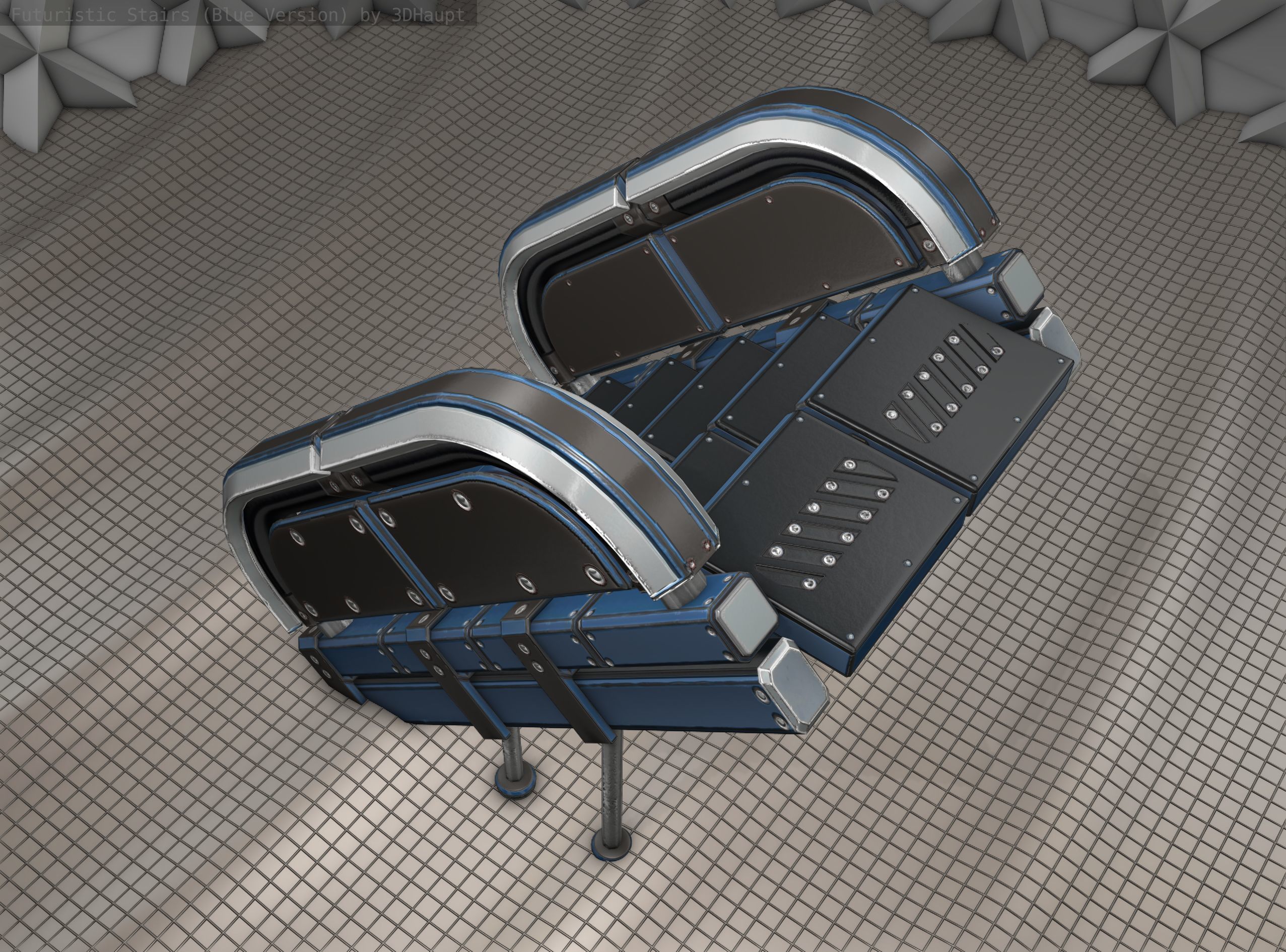 Sci-Fi Stairs - 32- Blue Version 3D model_16