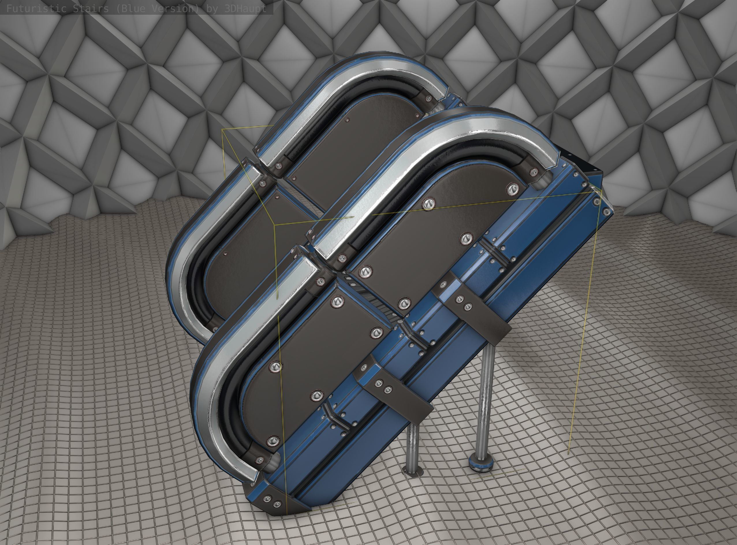 Sci-Fi Stairs - 32- Blue Version 3D model_23