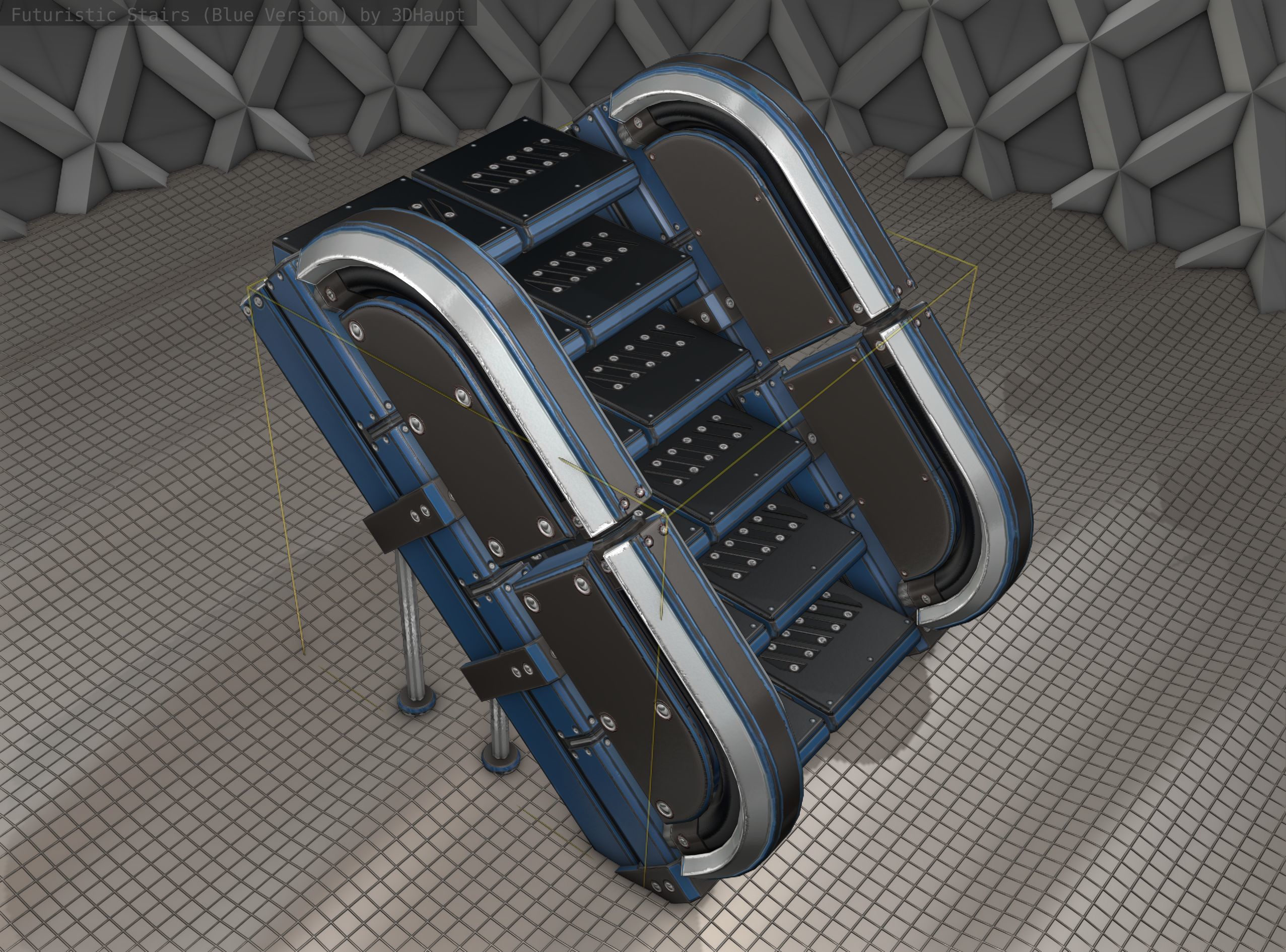 Sci-Fi Stairs - 32- Blue Version 3D model_19