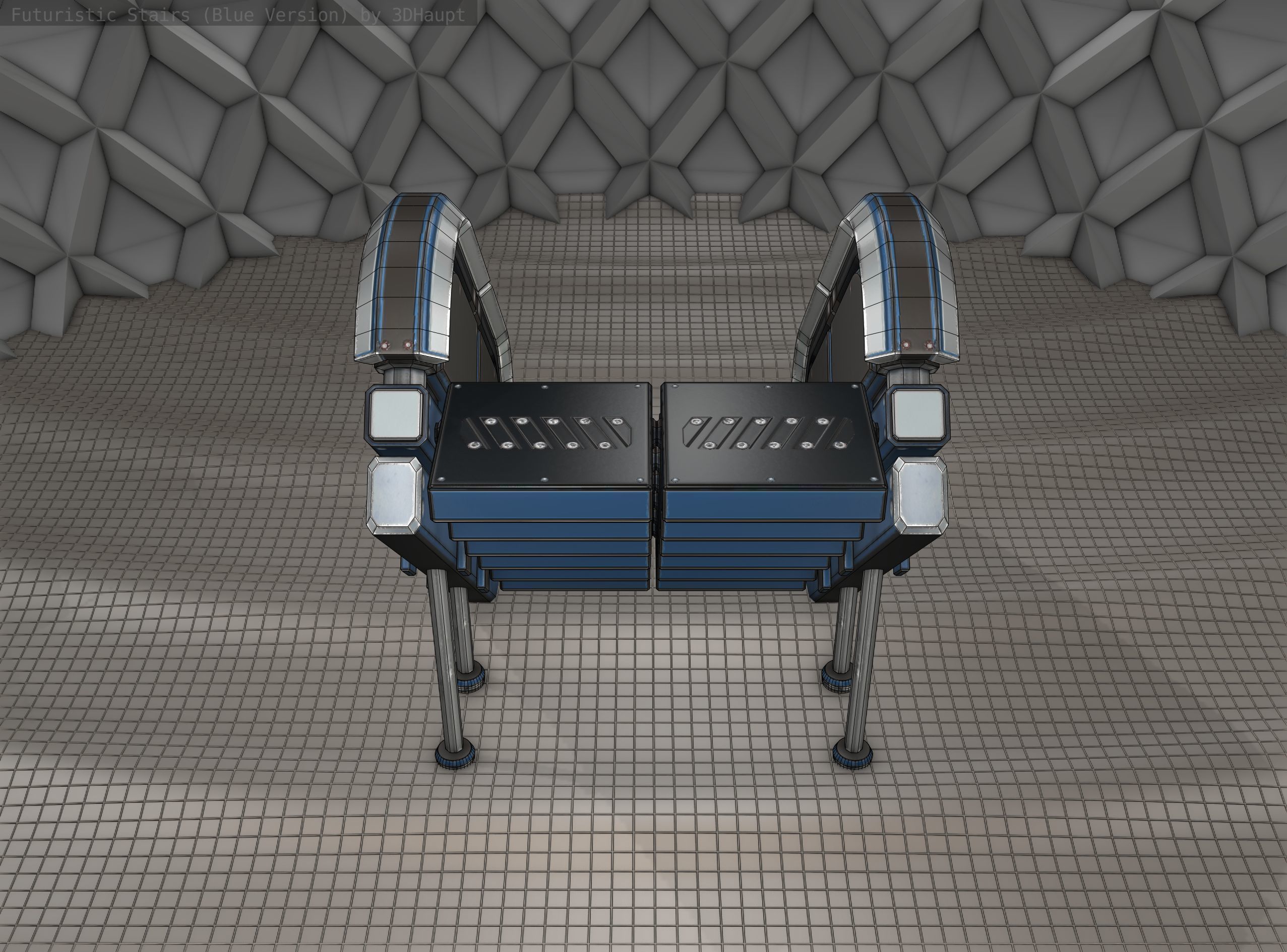 Sci-Fi Stairs - 32- Blue Version 3D model_3