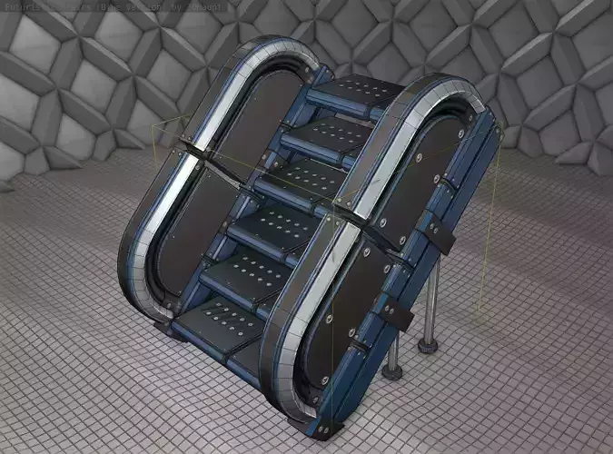 Sci-Fi Stairs - 32- Blue Version 3D model