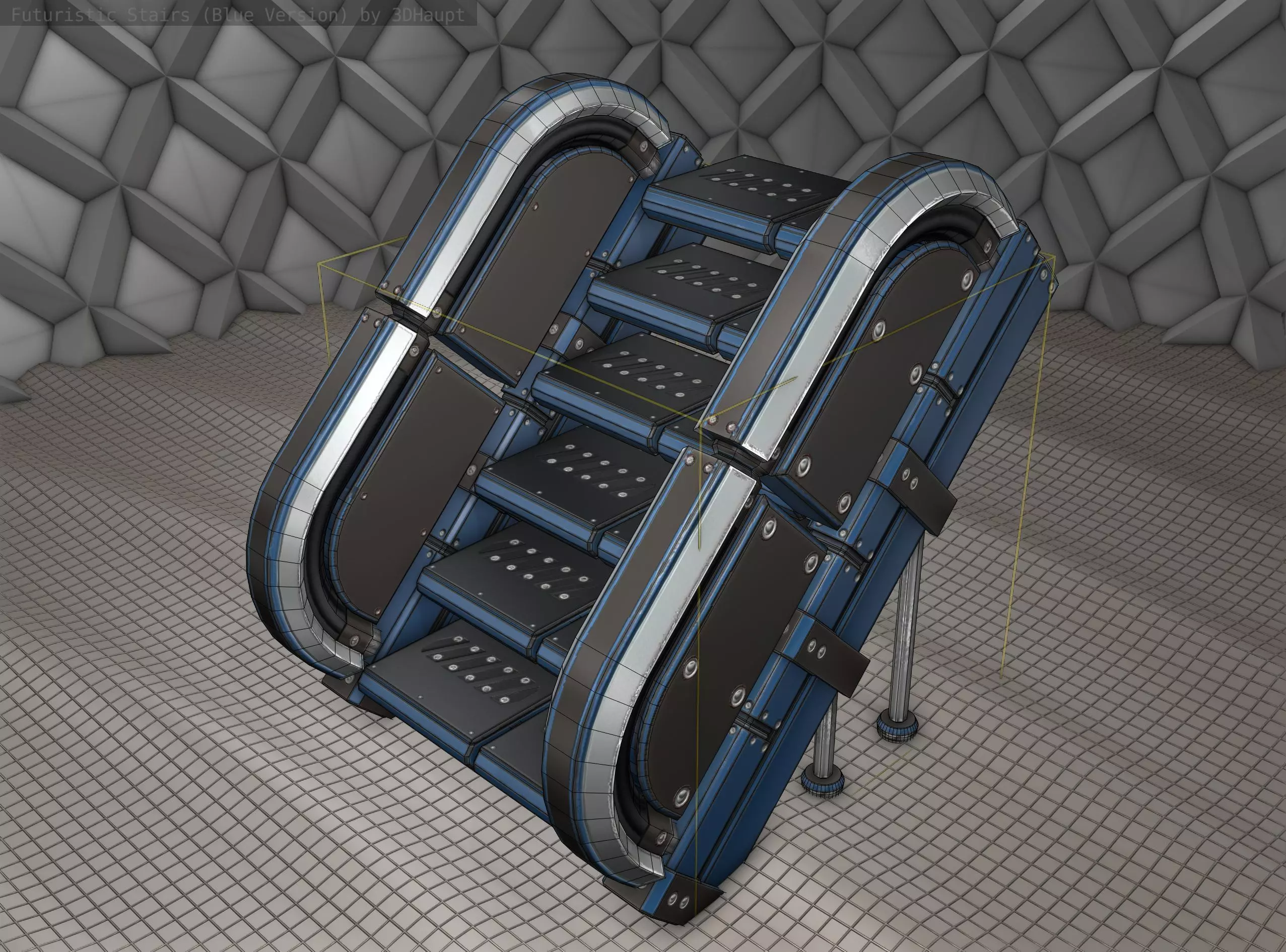 Sci-Fi Stairs - 32- Blue Version 3D model_0