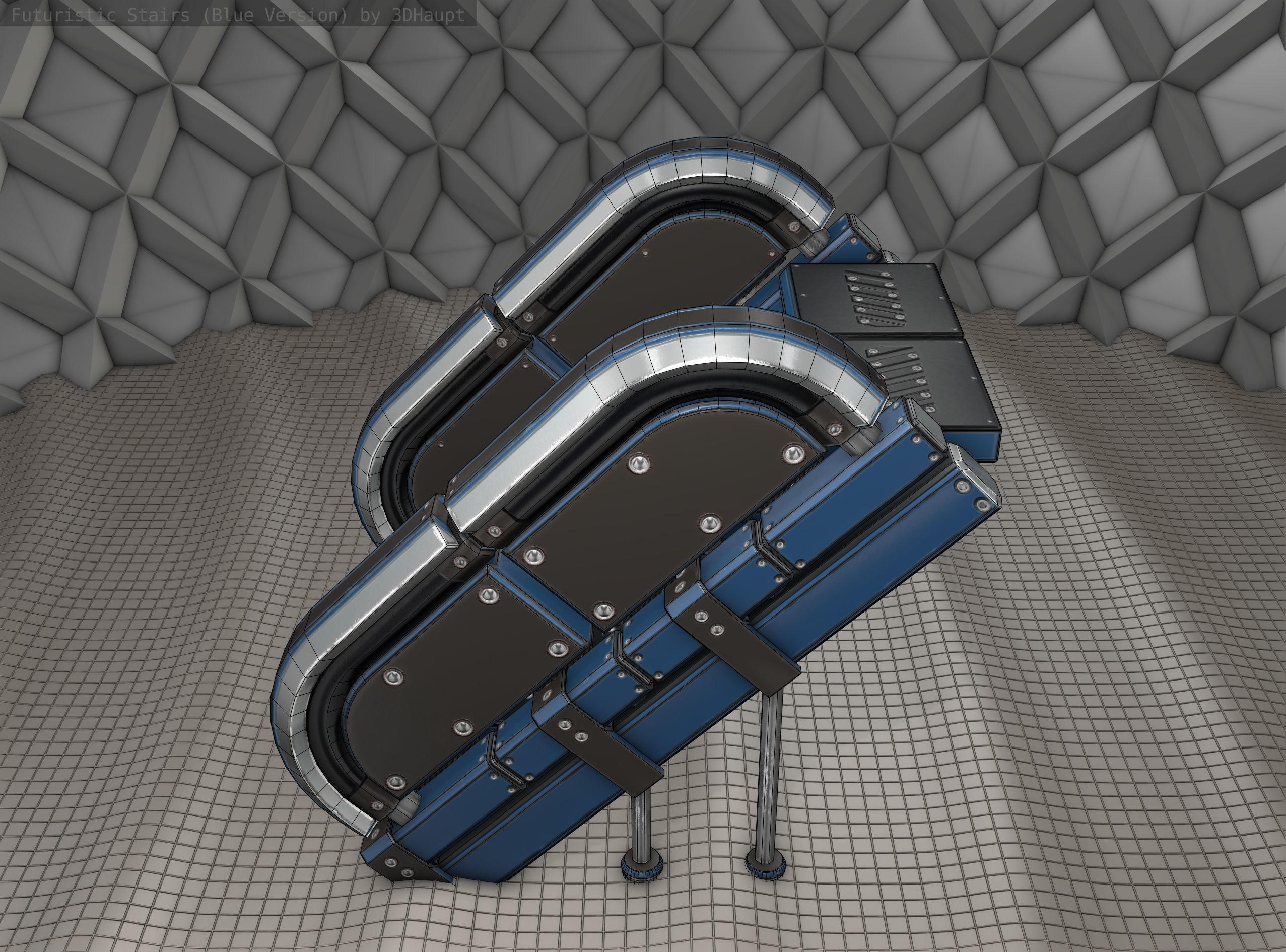 Sci-Fi Stairs - 32- Blue Version 3D model_1