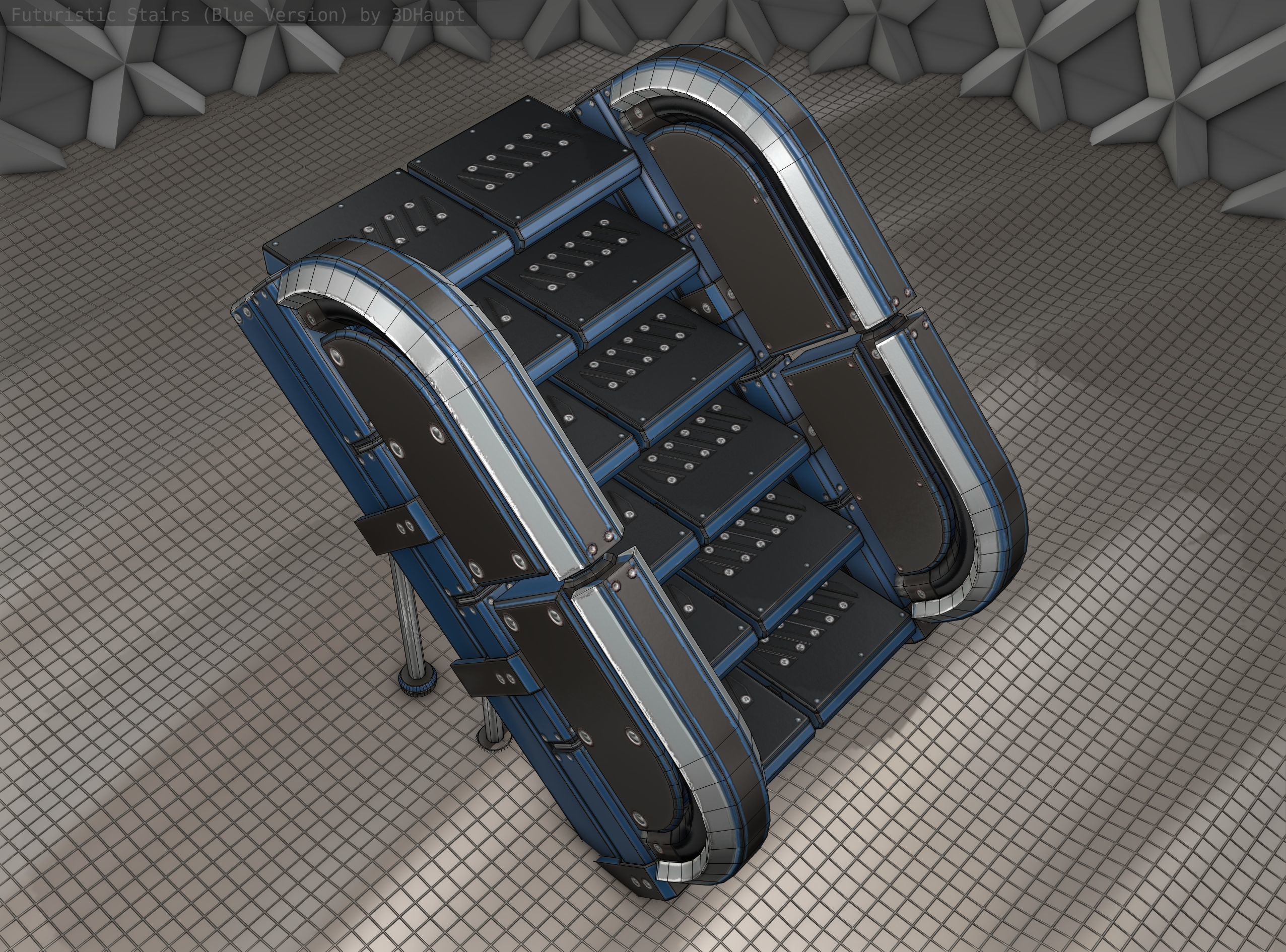 Sci-Fi Stairs - 32- Blue Version 3D model_18